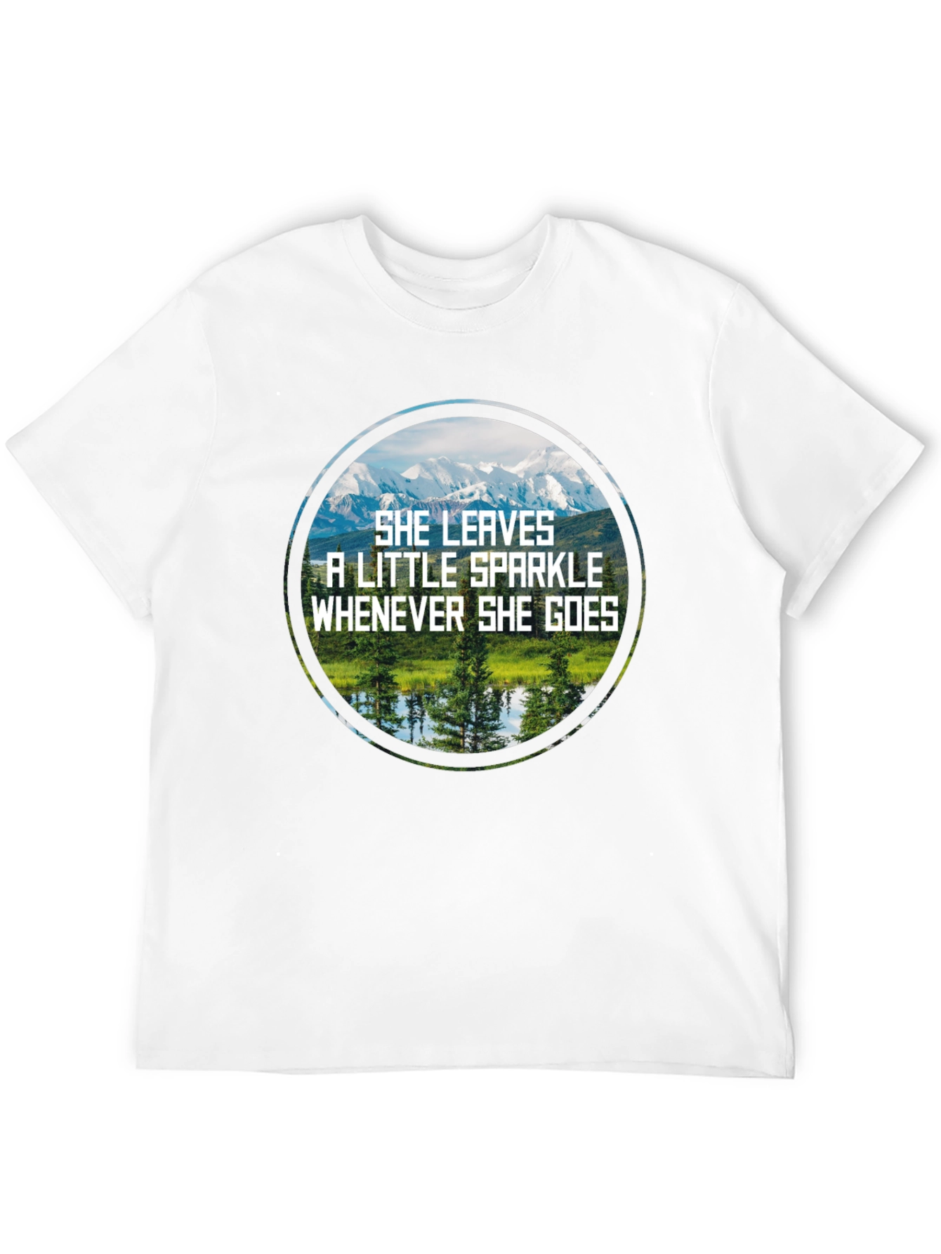 Sparkle Mountain Scene Black T-Shirt