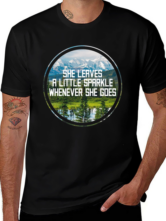Sparkle Mountain Scene Black T-Shirt