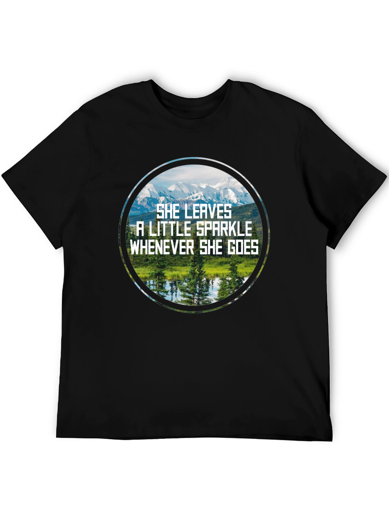 Sparkle Mountain Scene Black T-Shirt