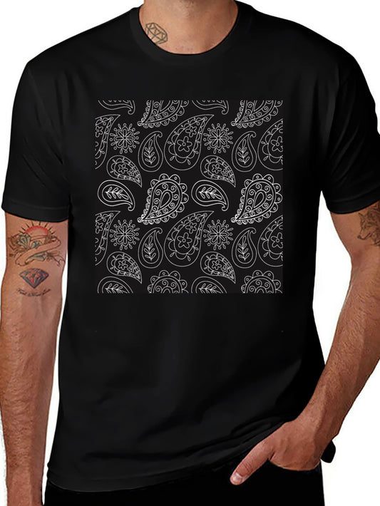Stylish Black Paisley Pattern T-Shirt