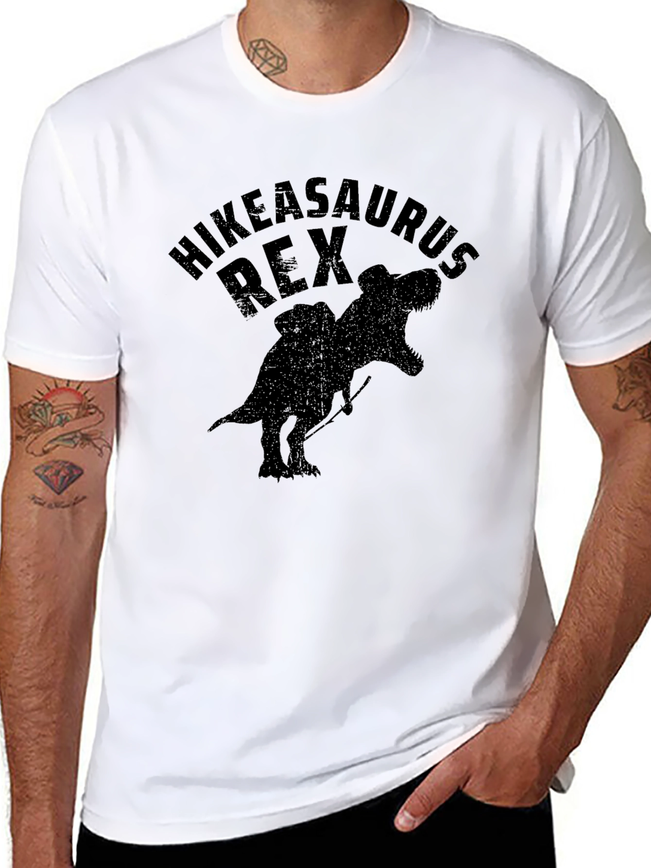 Hikeasaurus Rex Black Graphic T-Shirt for Men