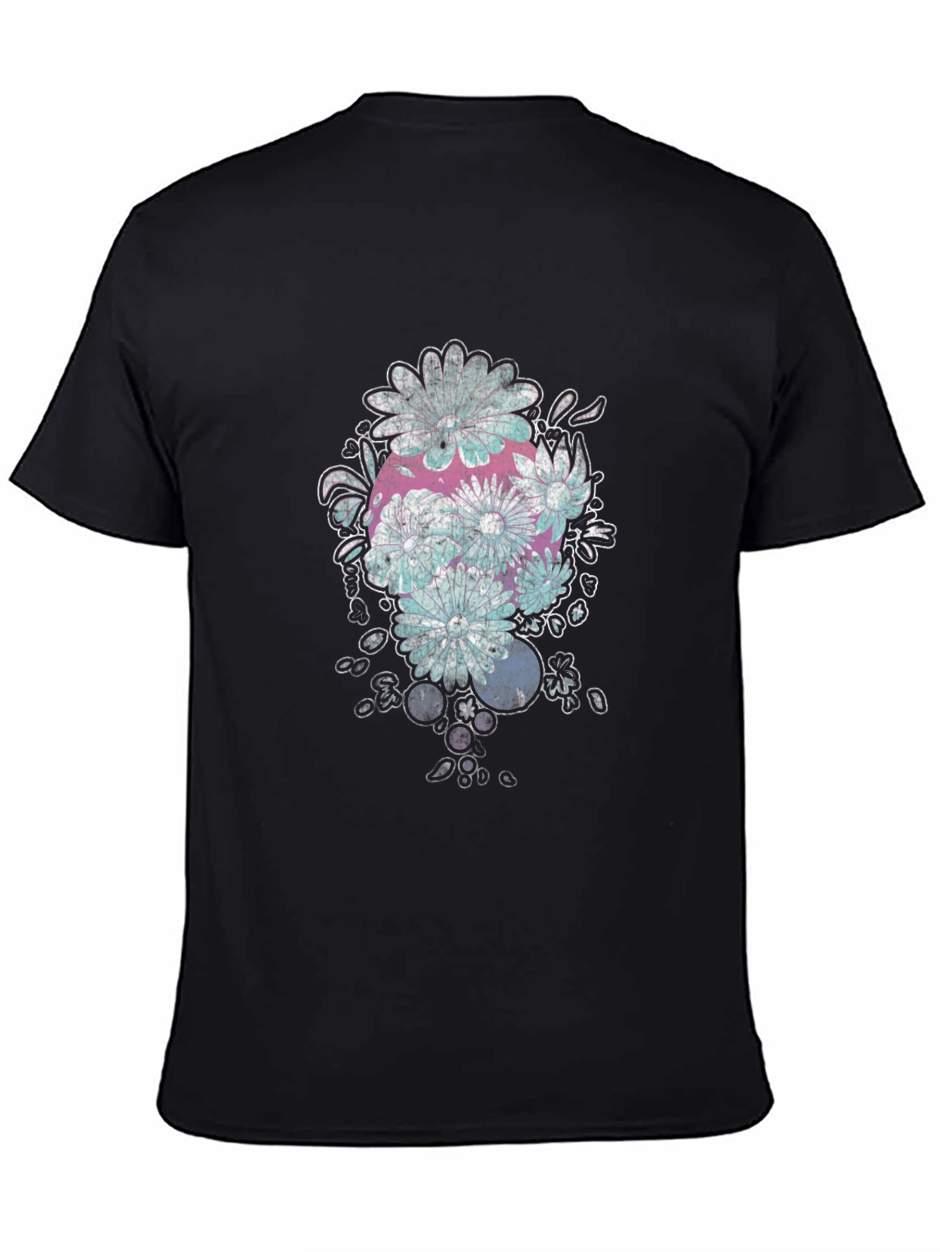 Floral Skull Graphic Black T-Shirt