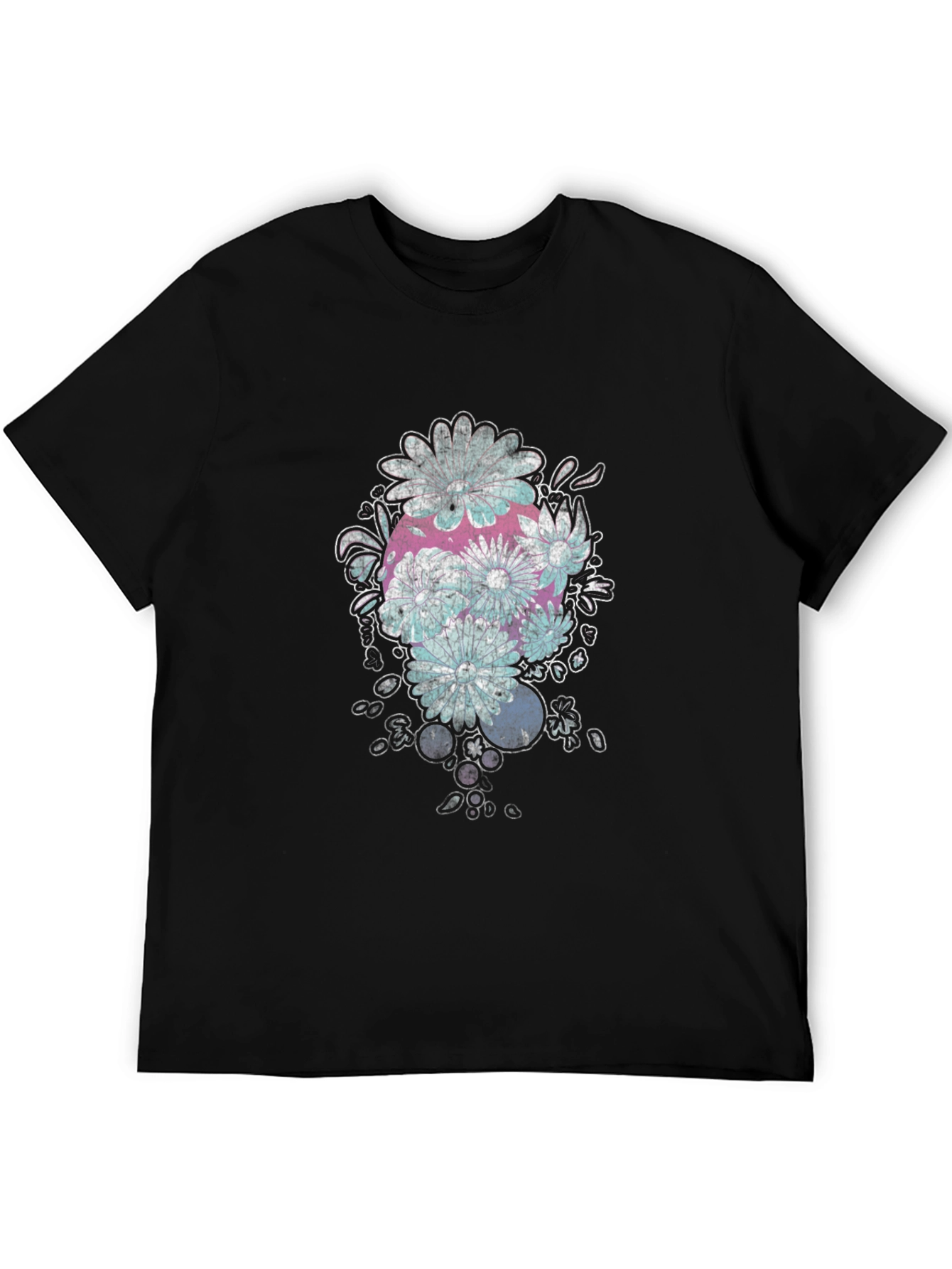 Floral Skull Graphic Black T-Shirt