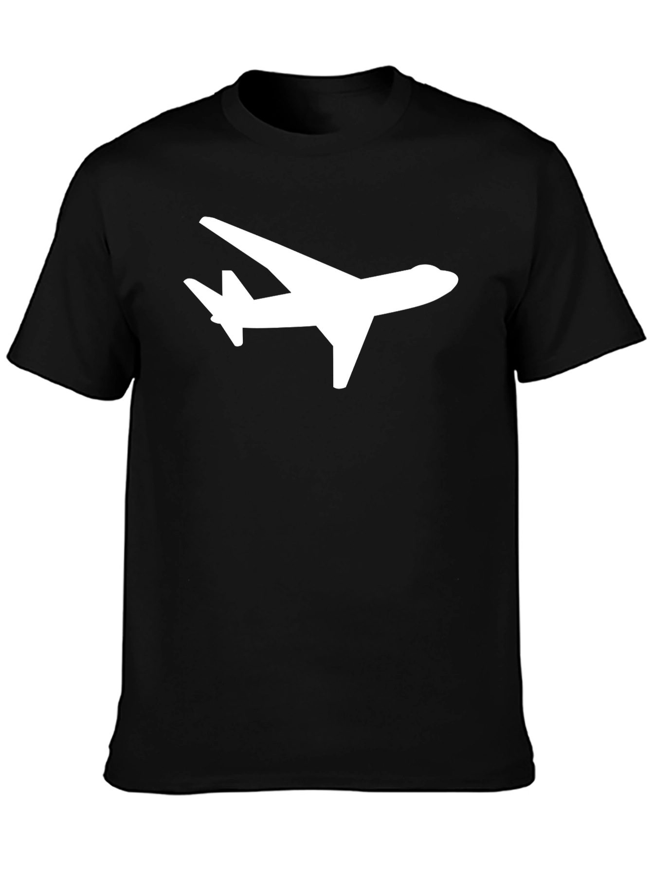 Airplane Graphic Tee - Stylish Black Crew Neck Shirt