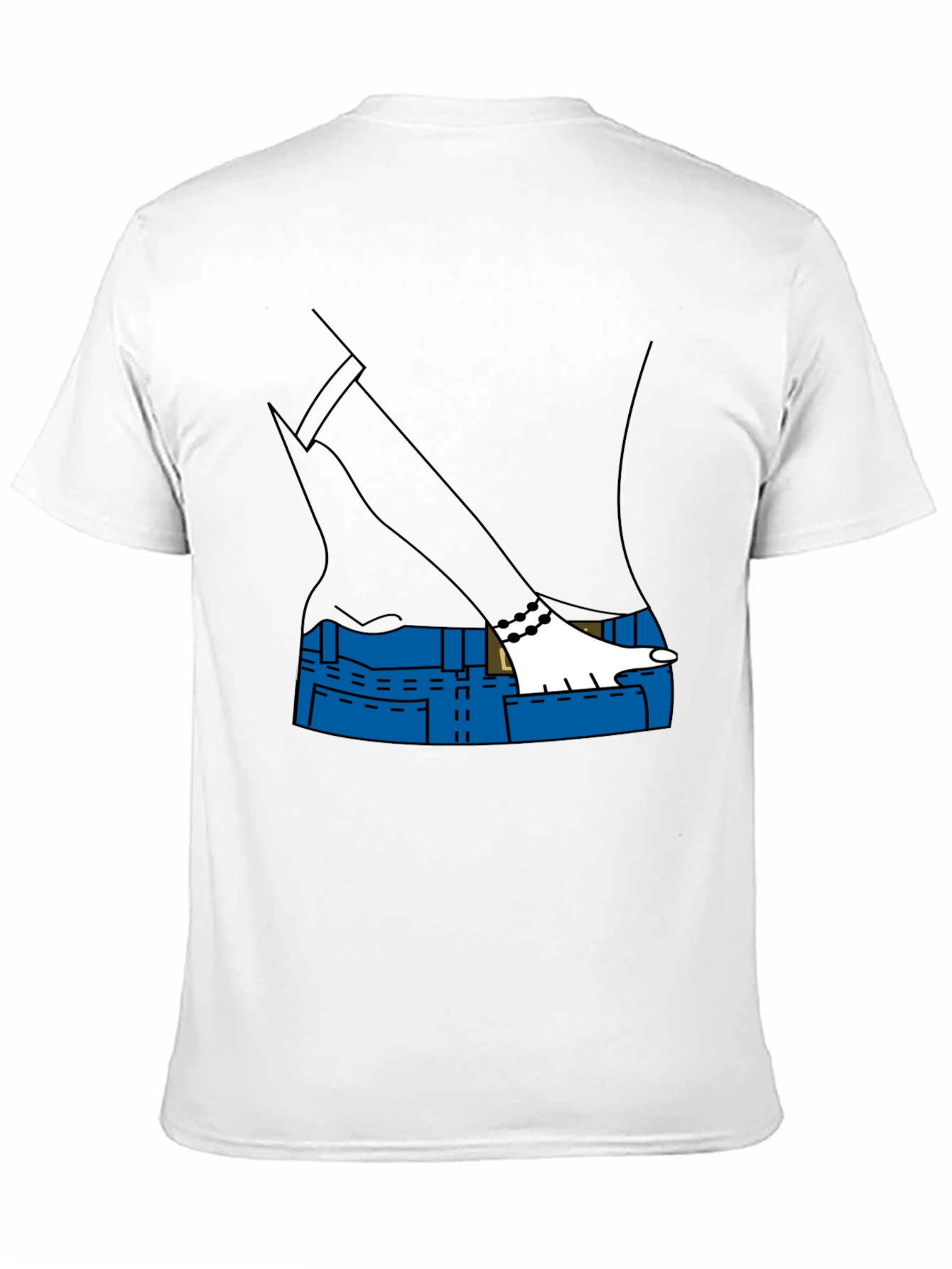 Cartoon Denim Pocket T-Shirt - Black