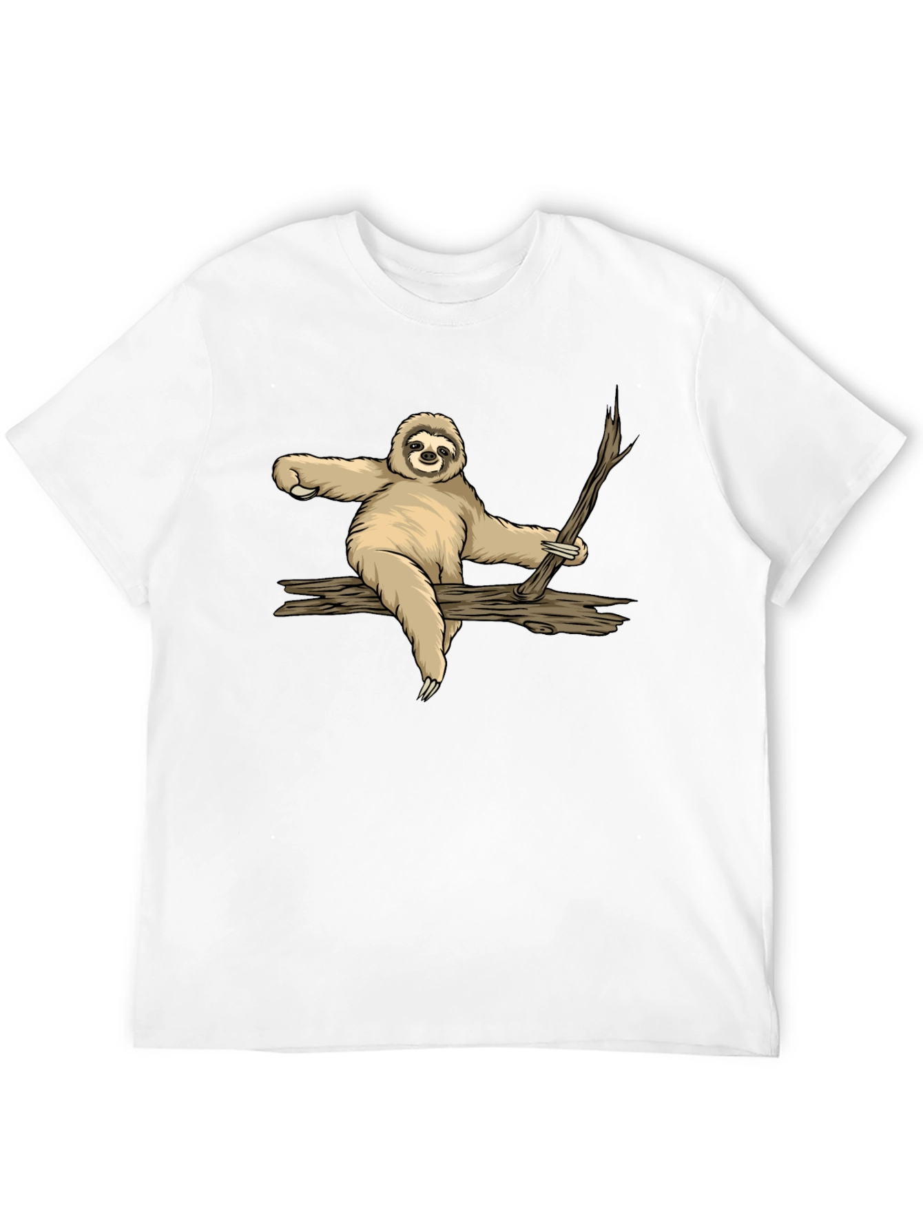 Sloth on Branch Graphic Tee - Relaxed Style