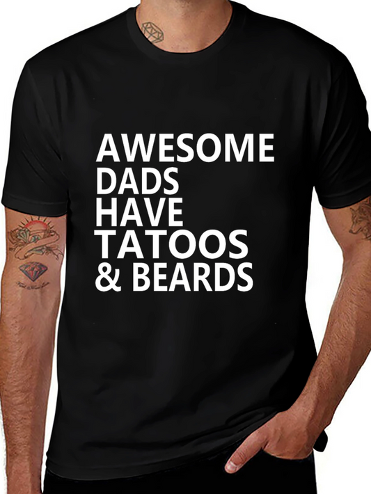 Awesome Dads Tattoos & Beards Black T-Shirt