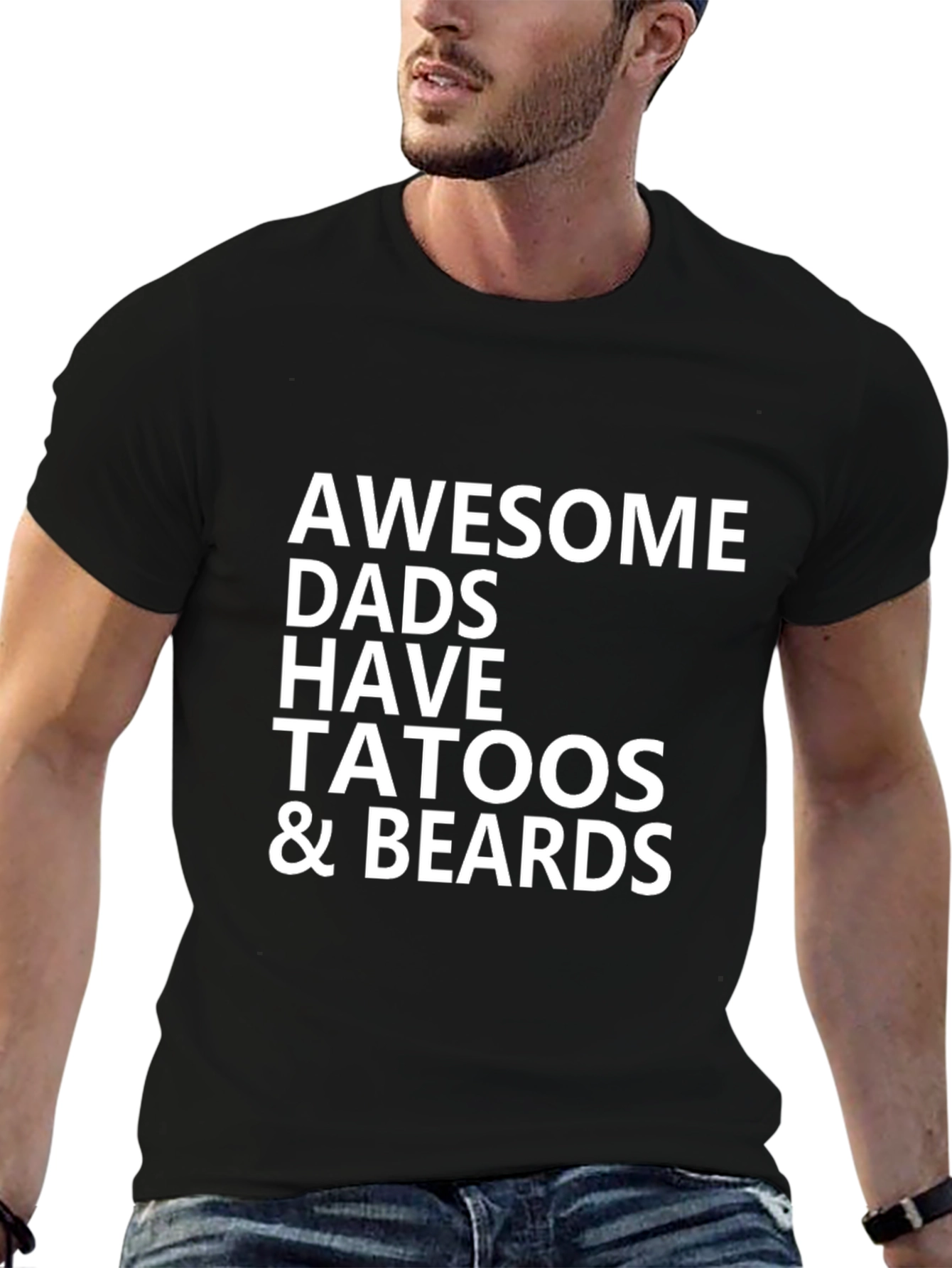 Awesome Dads Tattoos & Beards Black T-Shirt
