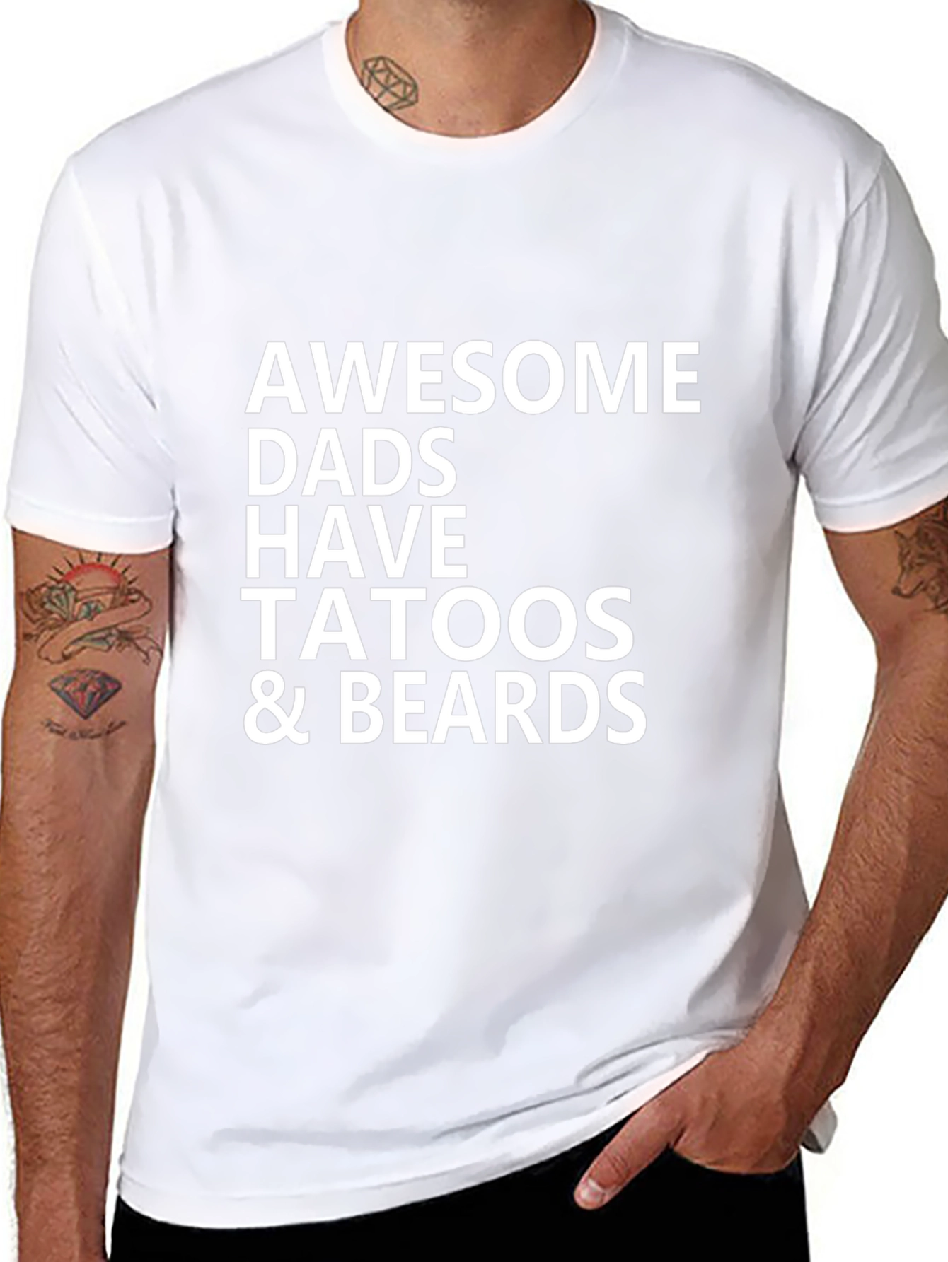Awesome Dads Tattoos & Beards Black T-Shirt