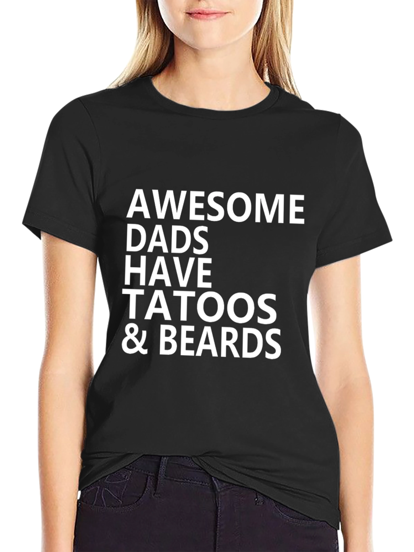 Awesome Dads Tattoos & Beards Black T-Shirt