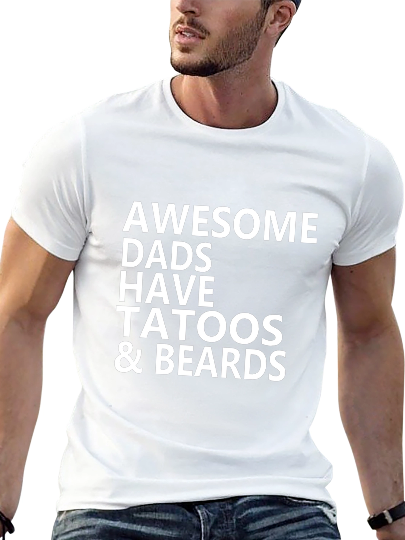 Awesome Dads Tattoos & Beards Black T-Shirt