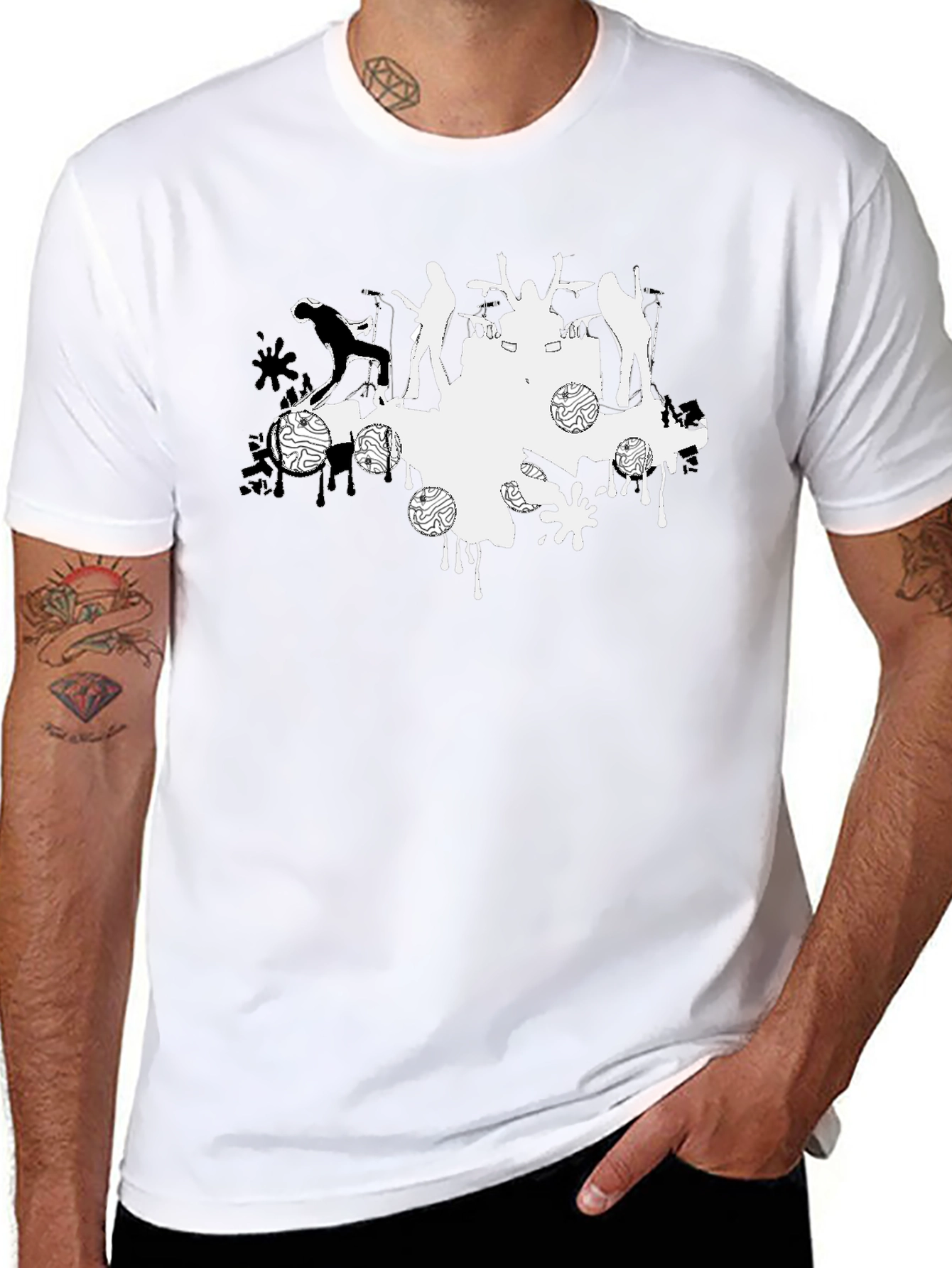 Abstract Band Tee - Black Cotton