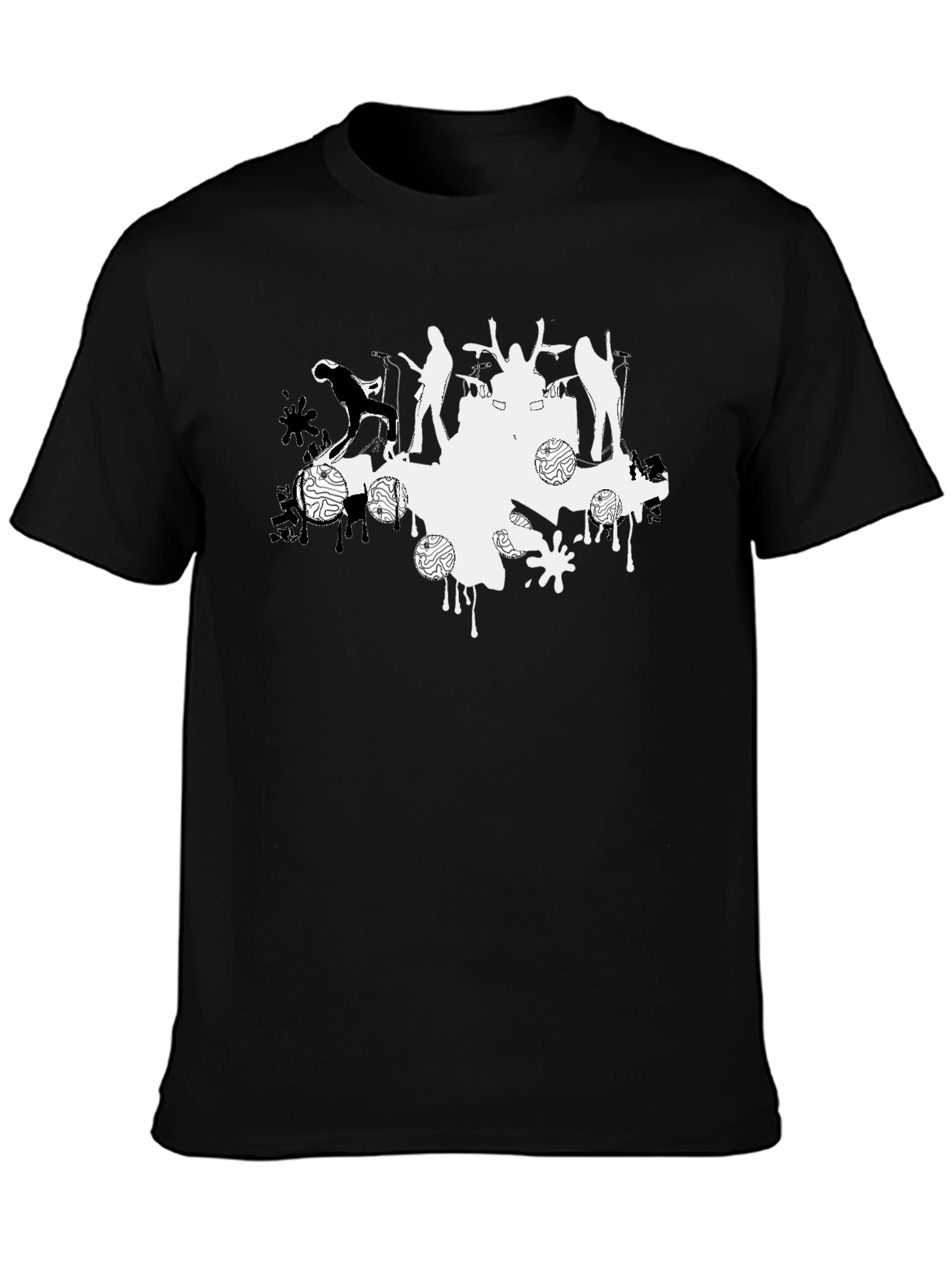 Abstract Band Tee - Black Cotton