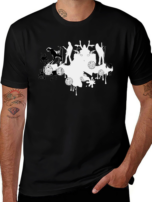 Abstract Band Tee - Black Cotton
