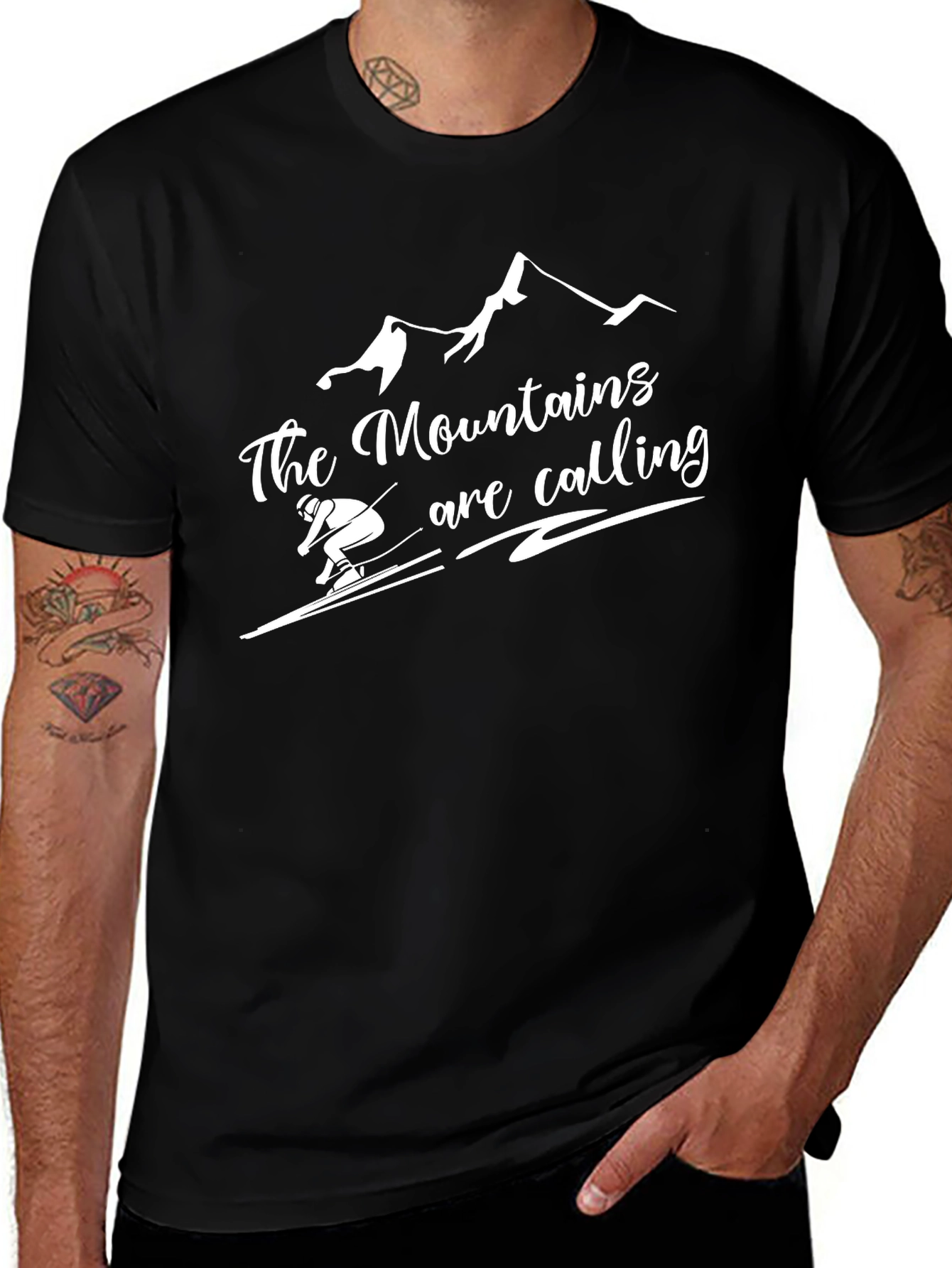 Mountains are Calling Black T-Shirt