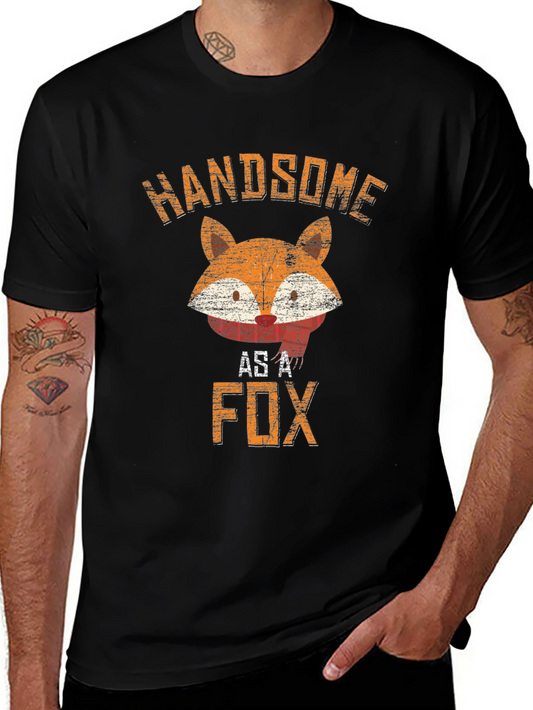 Handsome As A Fox Graphic Tee - Mens Black T-Shirt
