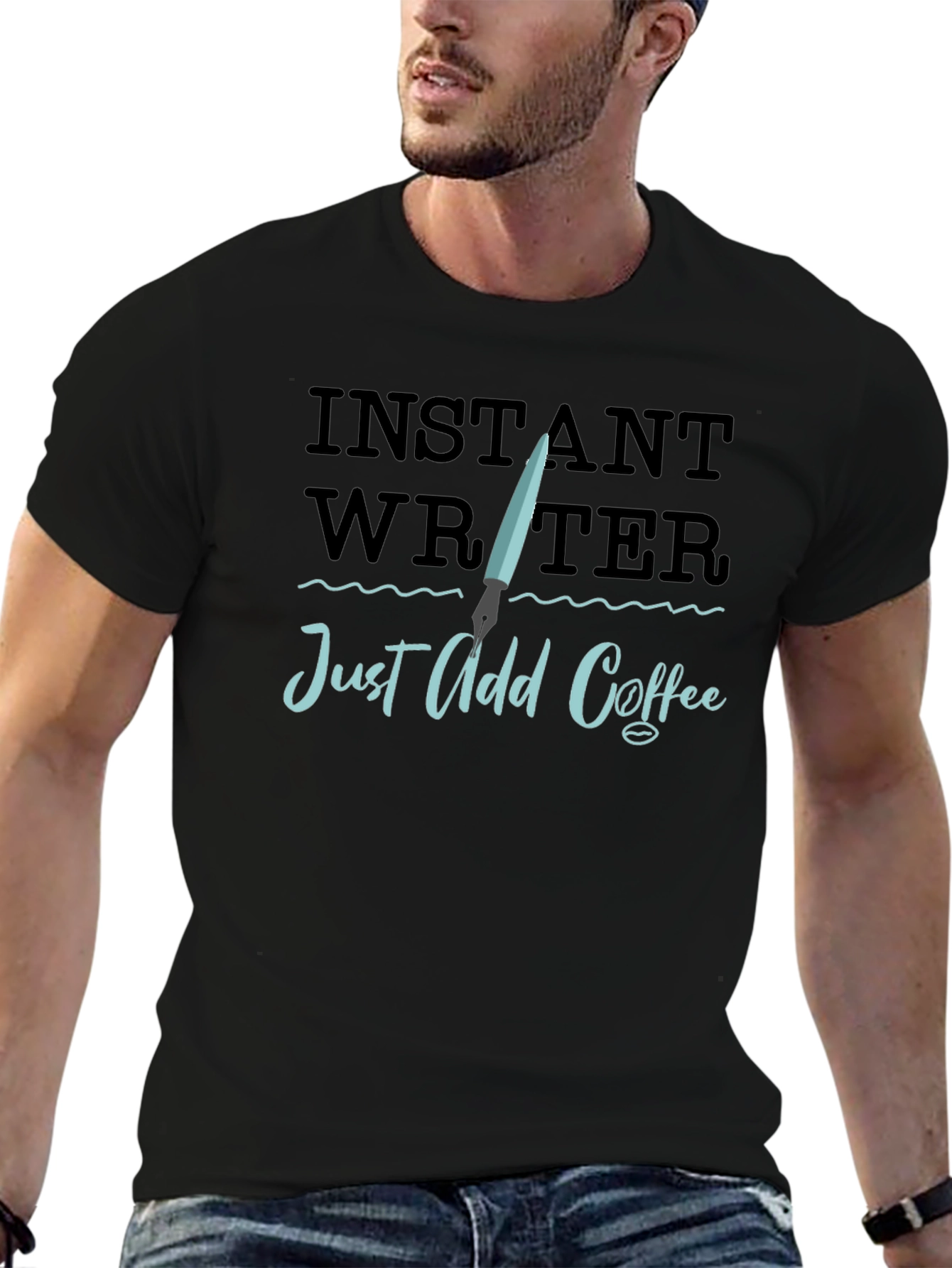 Instant Writer Just Add Coffee Black T-Shirt