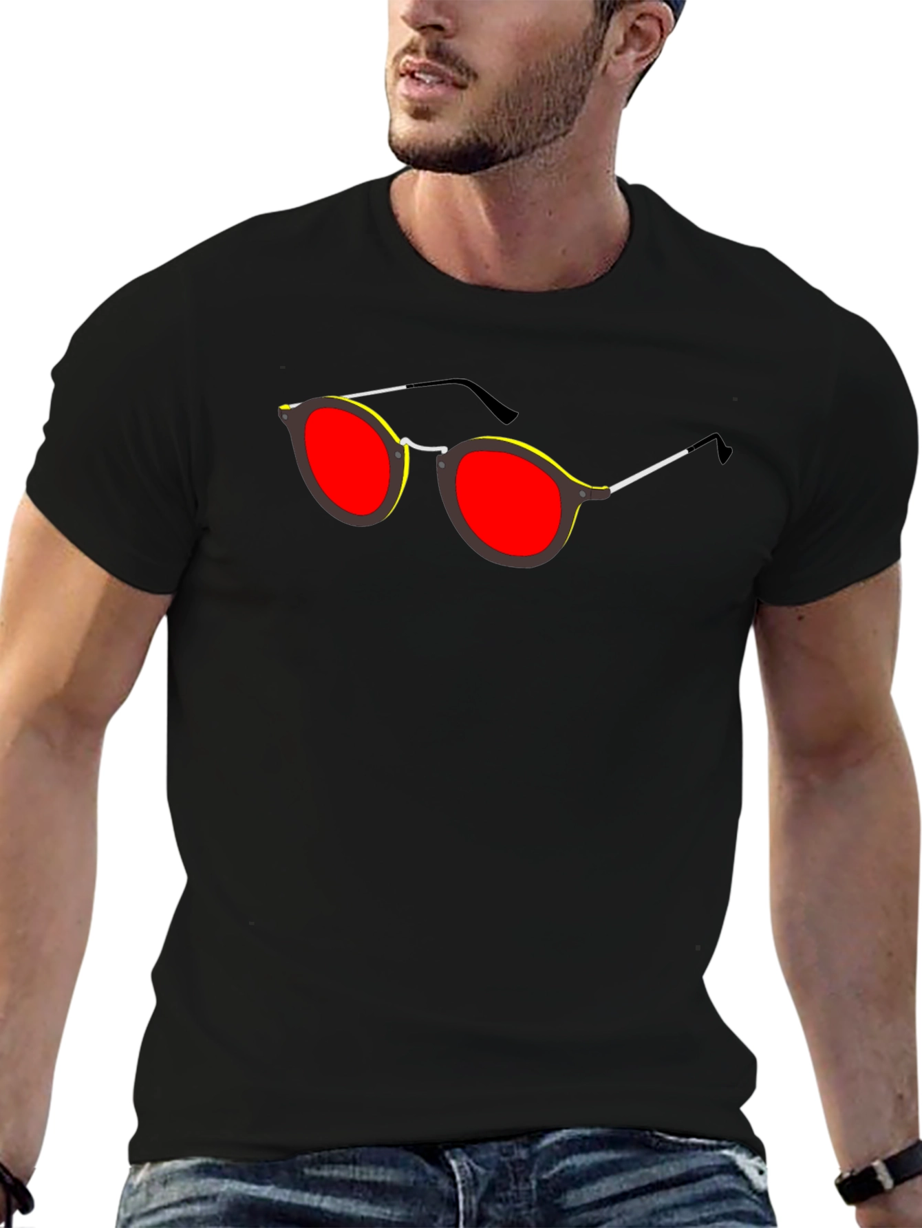 Retro Sunglasses Graphic Black T-Shirt