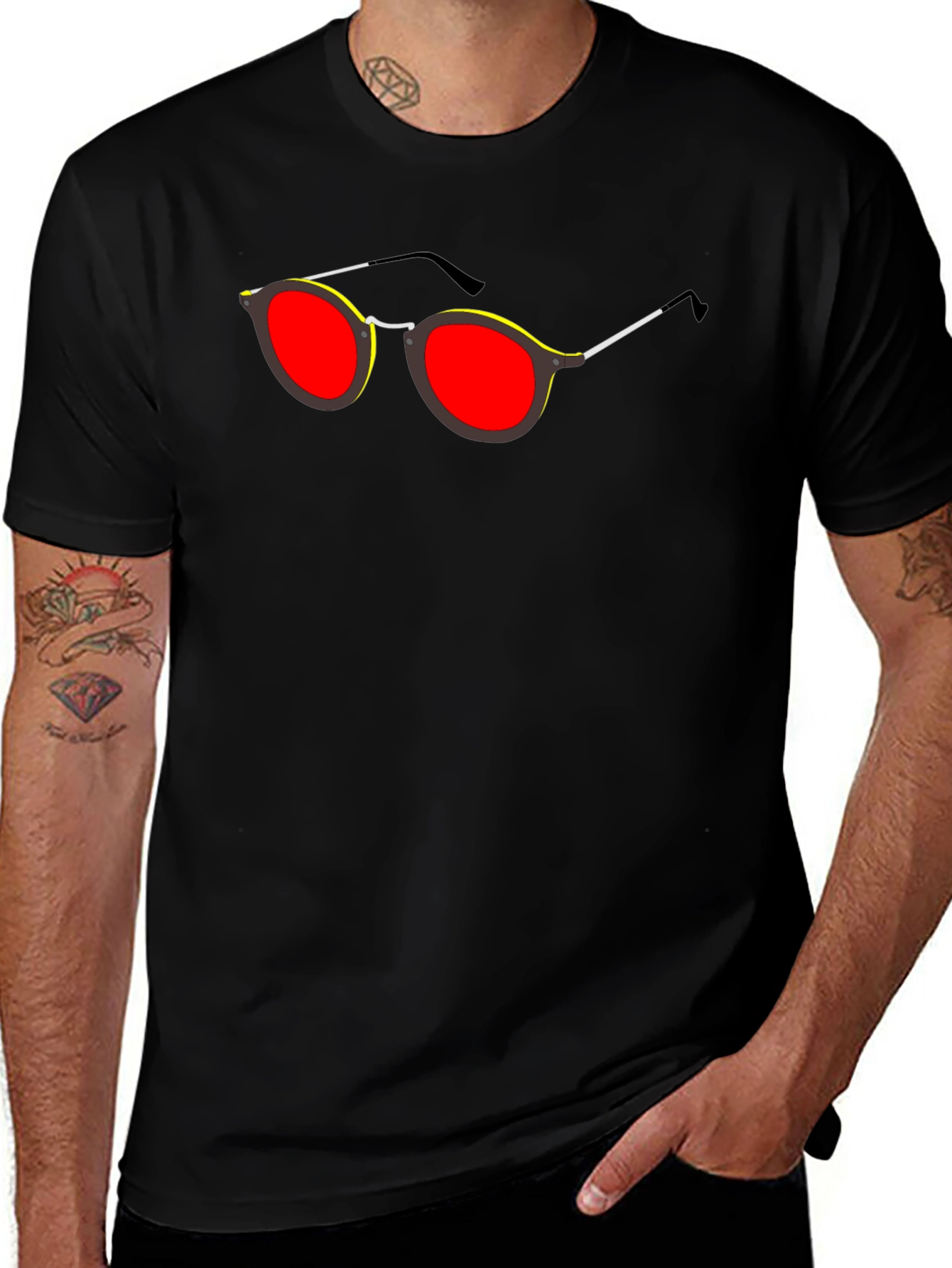 Retro Sunglasses Graphic Black T-Shirt