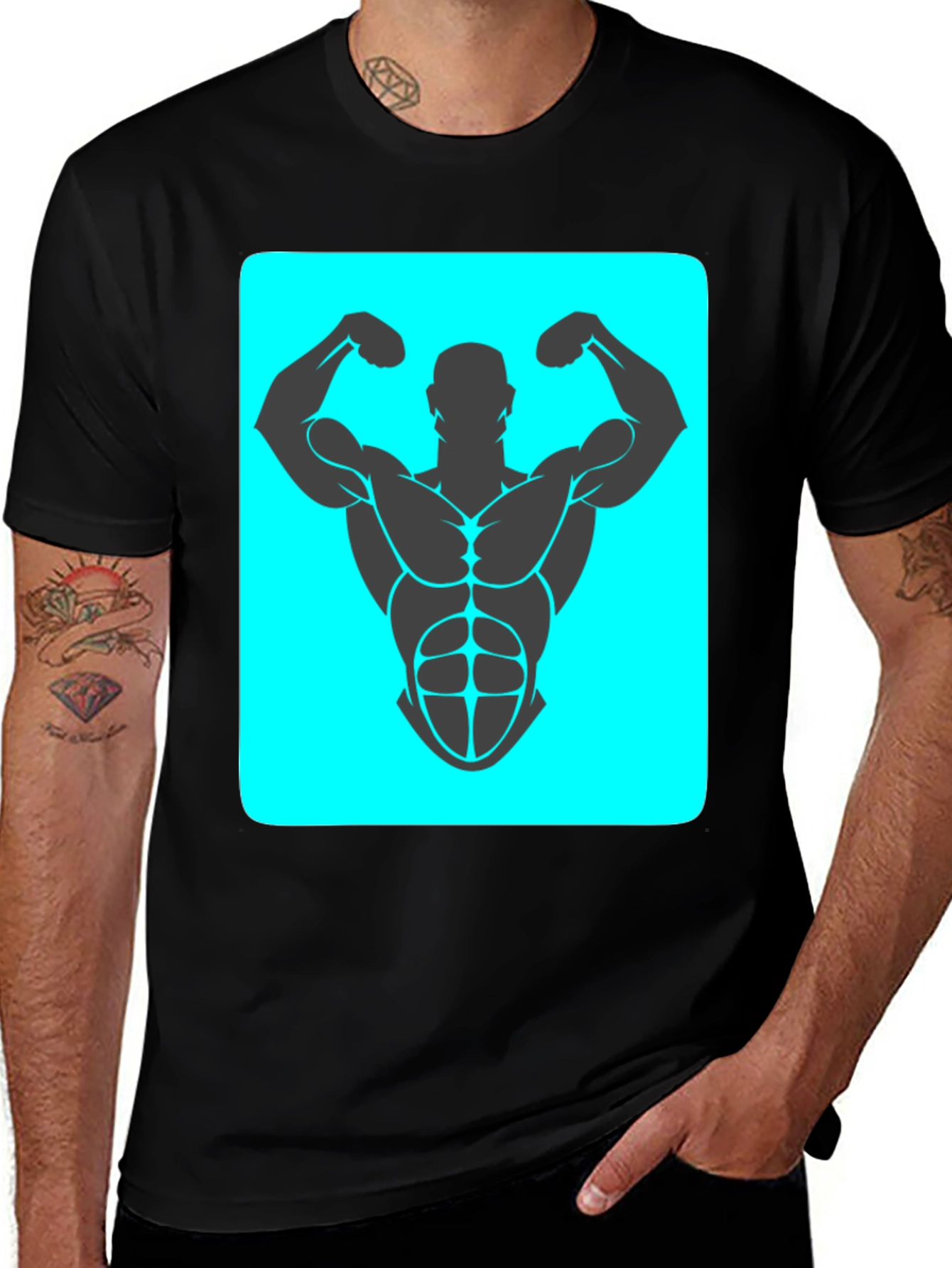 Muscle Man Graphic Tee - Bodybuilding Design