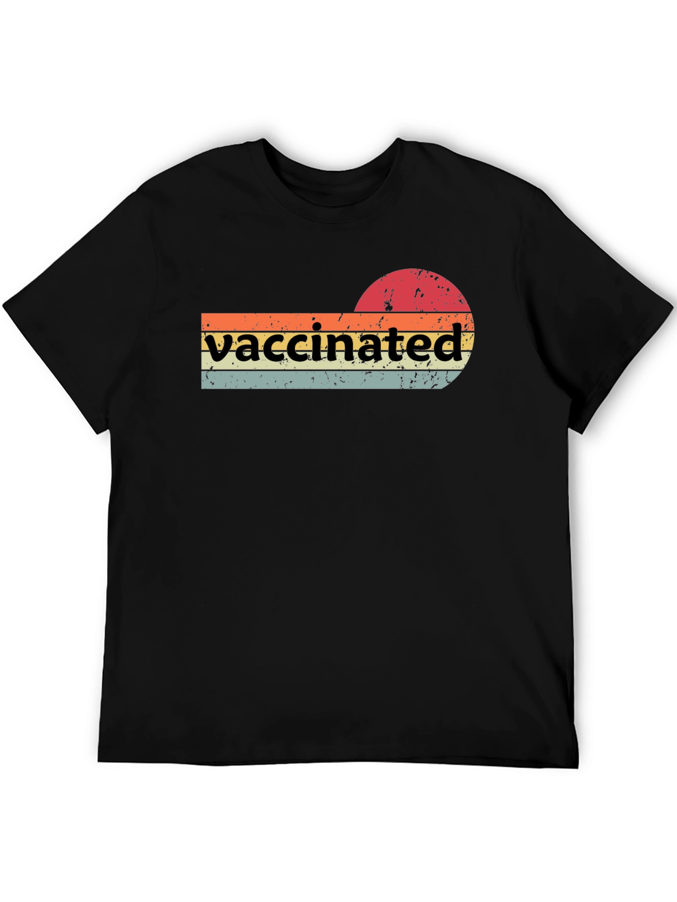 Vaccinated Retro T-Shirt - Grunge Sunset Design