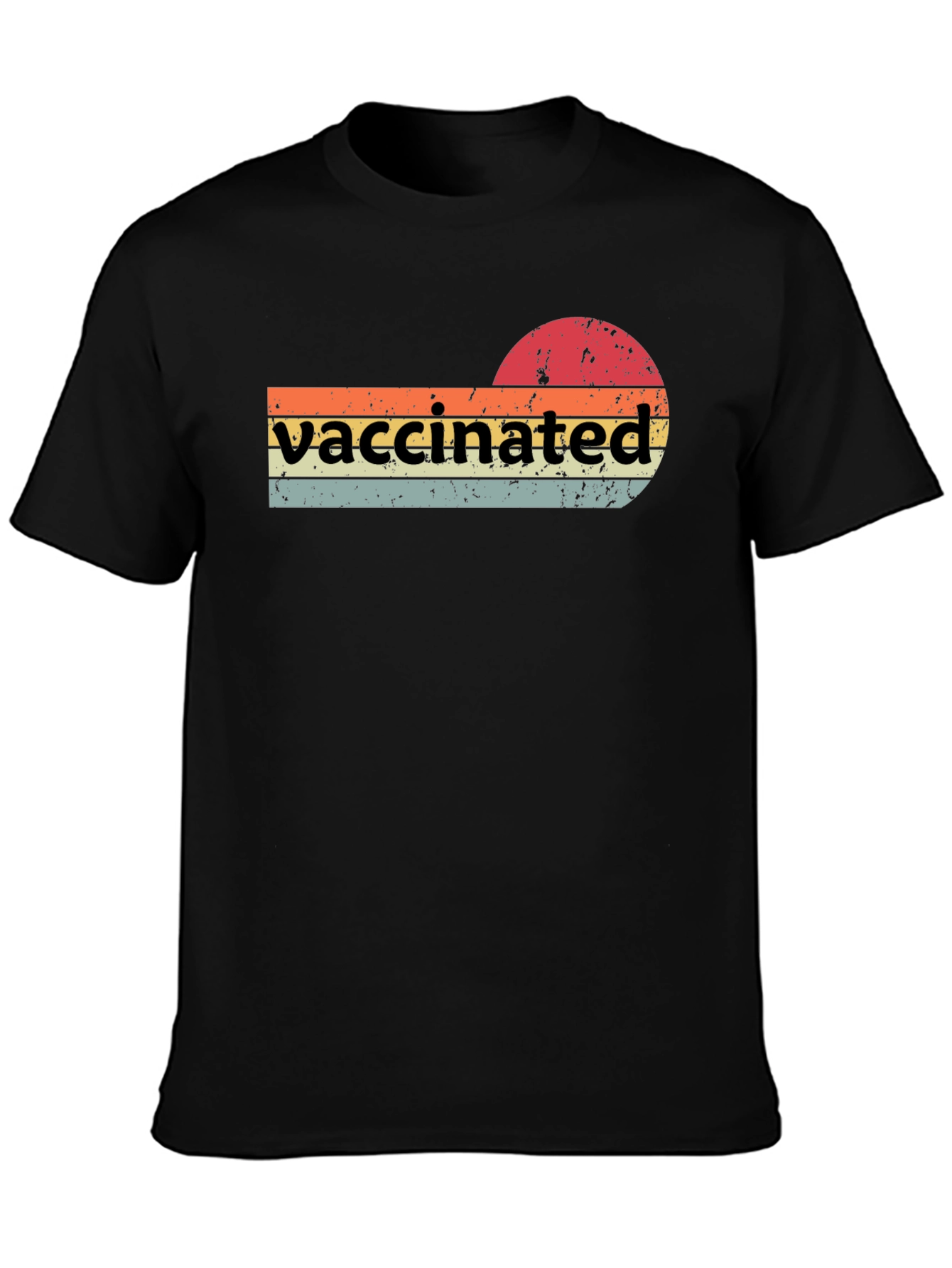 Vaccinated Retro T-Shirt - Grunge Sunset Design