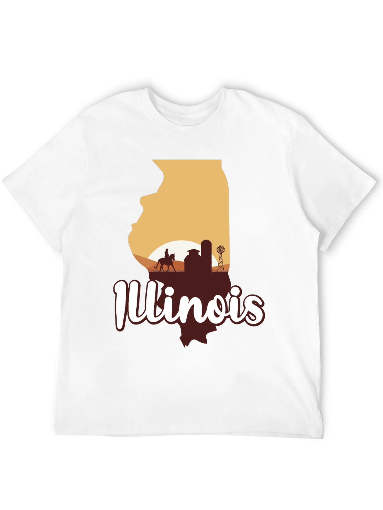 Illinois State Silhouette Graphic Tee - Black