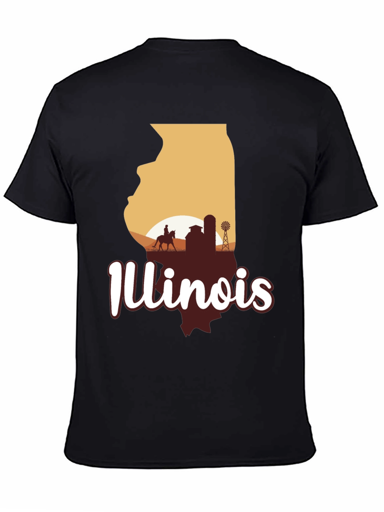 Illinois State Silhouette Graphic Tee - Black