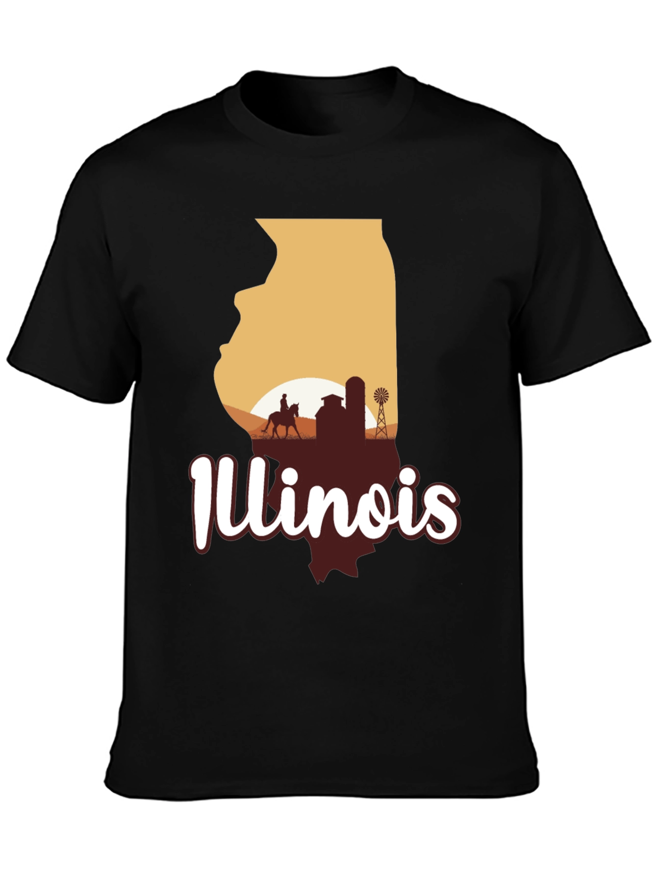 Illinois State Silhouette Graphic Tee - Black
