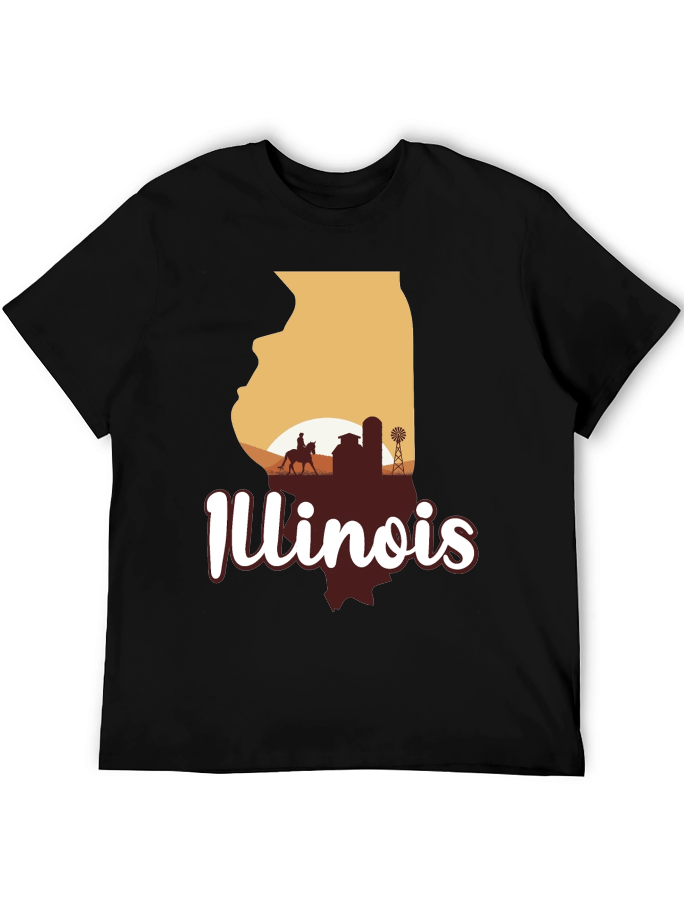 Illinois State Silhouette Graphic Tee - Black