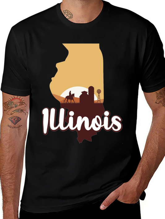 Illinois State Silhouette Graphic Tee - Black