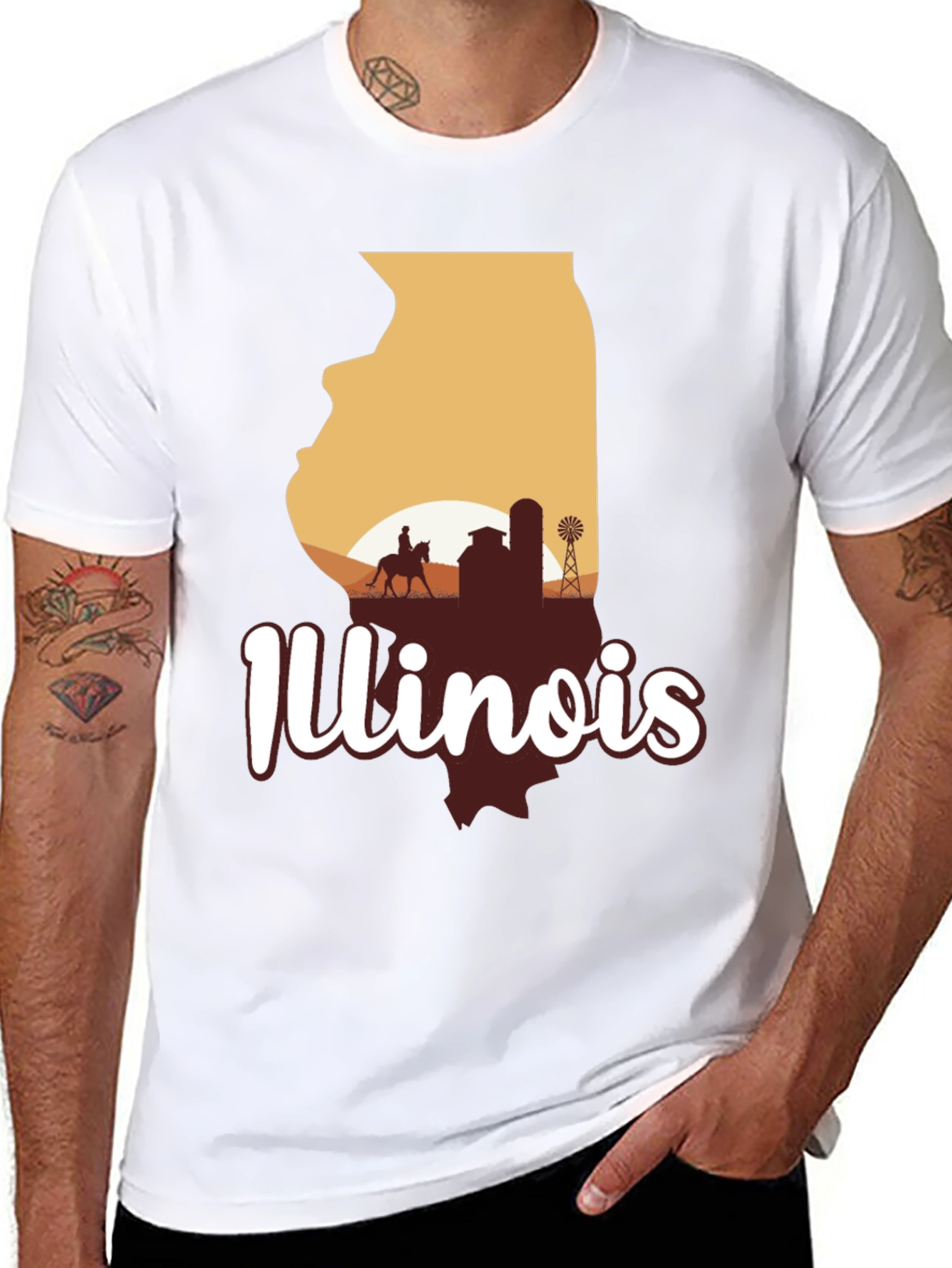 Illinois State Silhouette Graphic Tee - Black