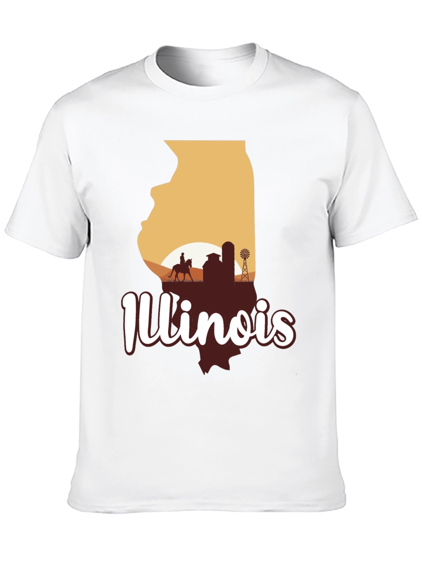 Illinois State Silhouette Graphic Tee - Black