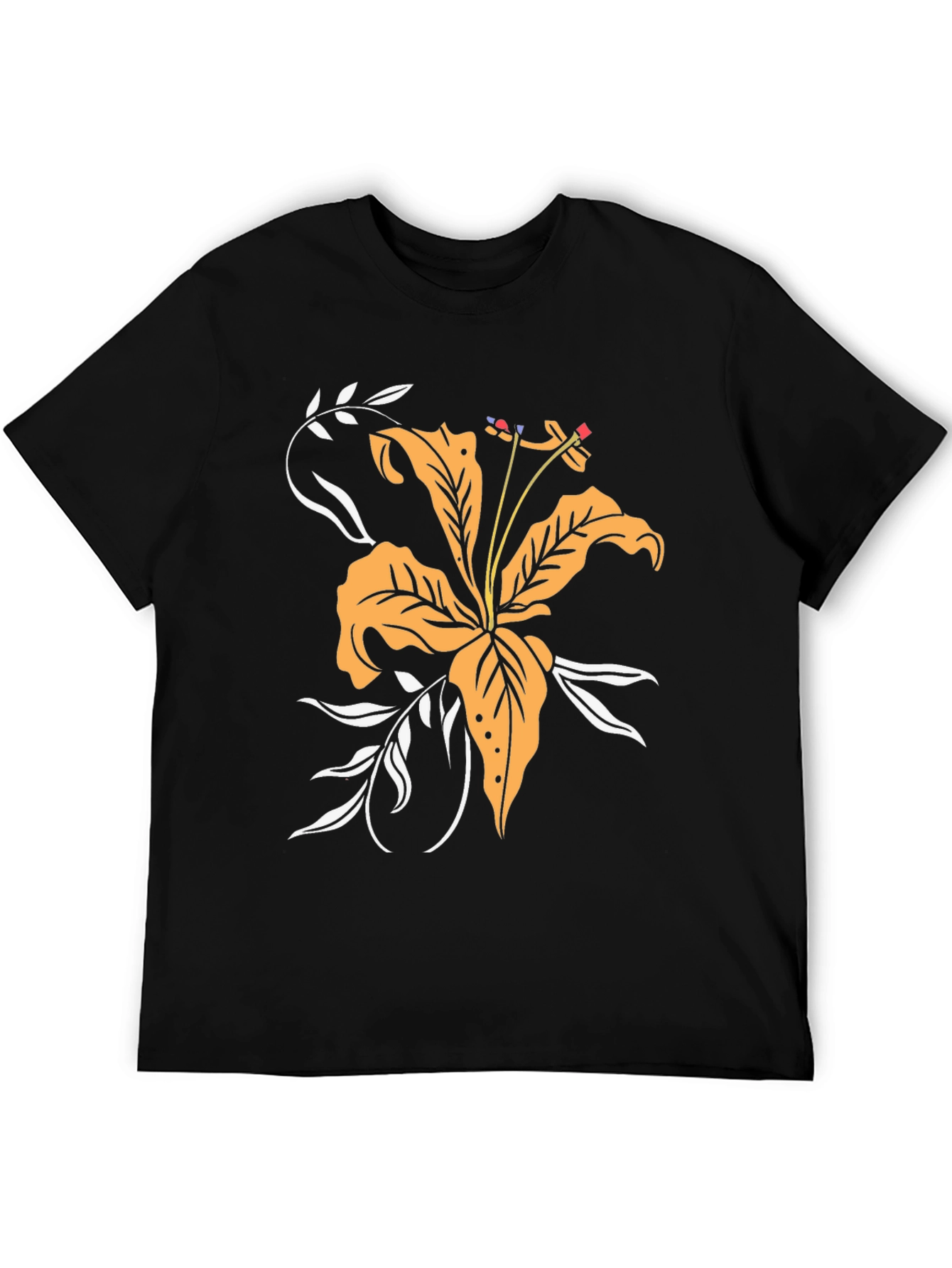 Floral Print Black Tee