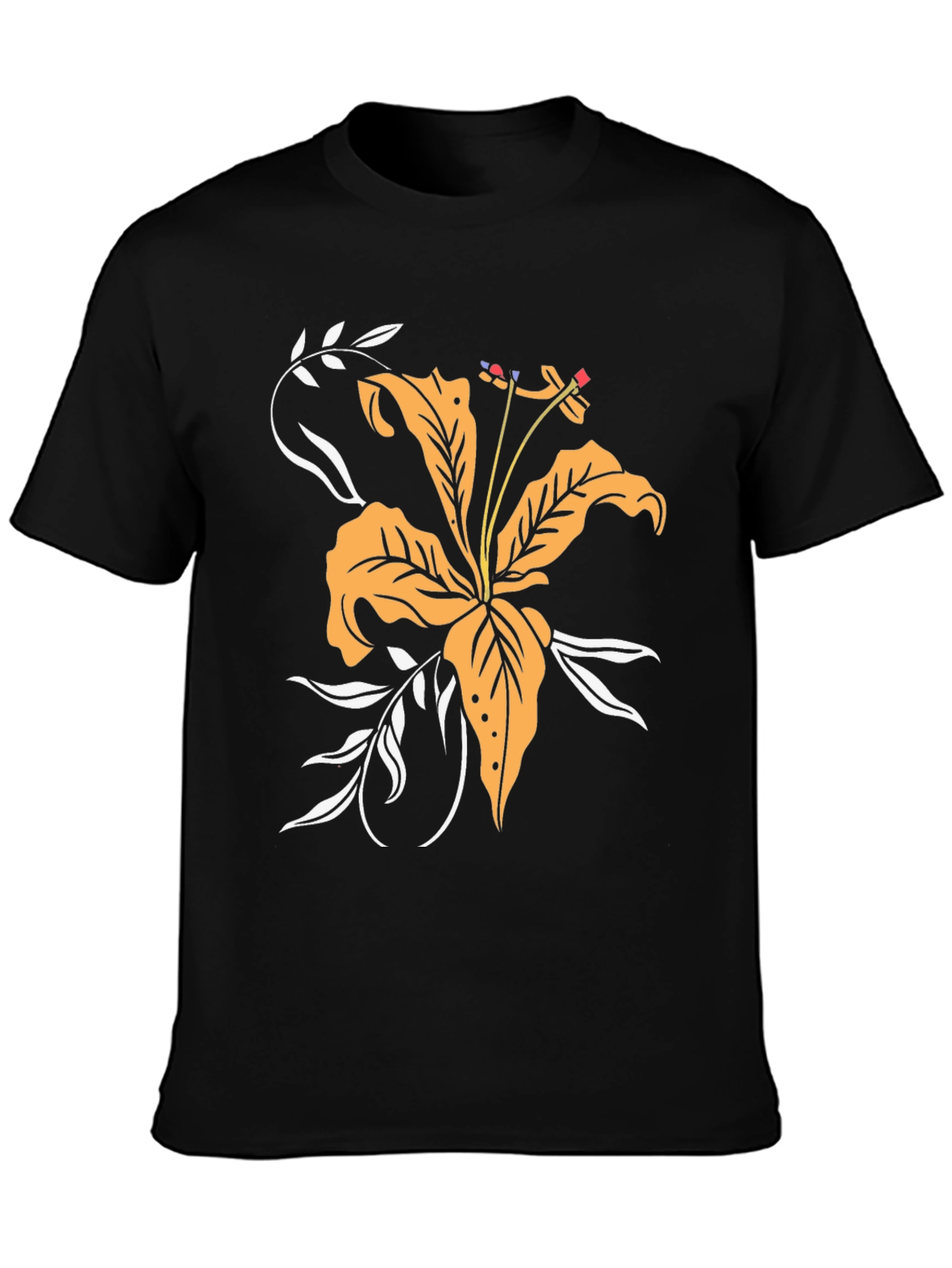 Floral Print Black Tee
