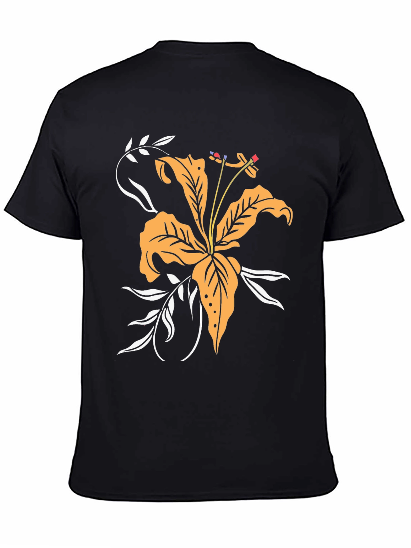 Floral Print Black Tee