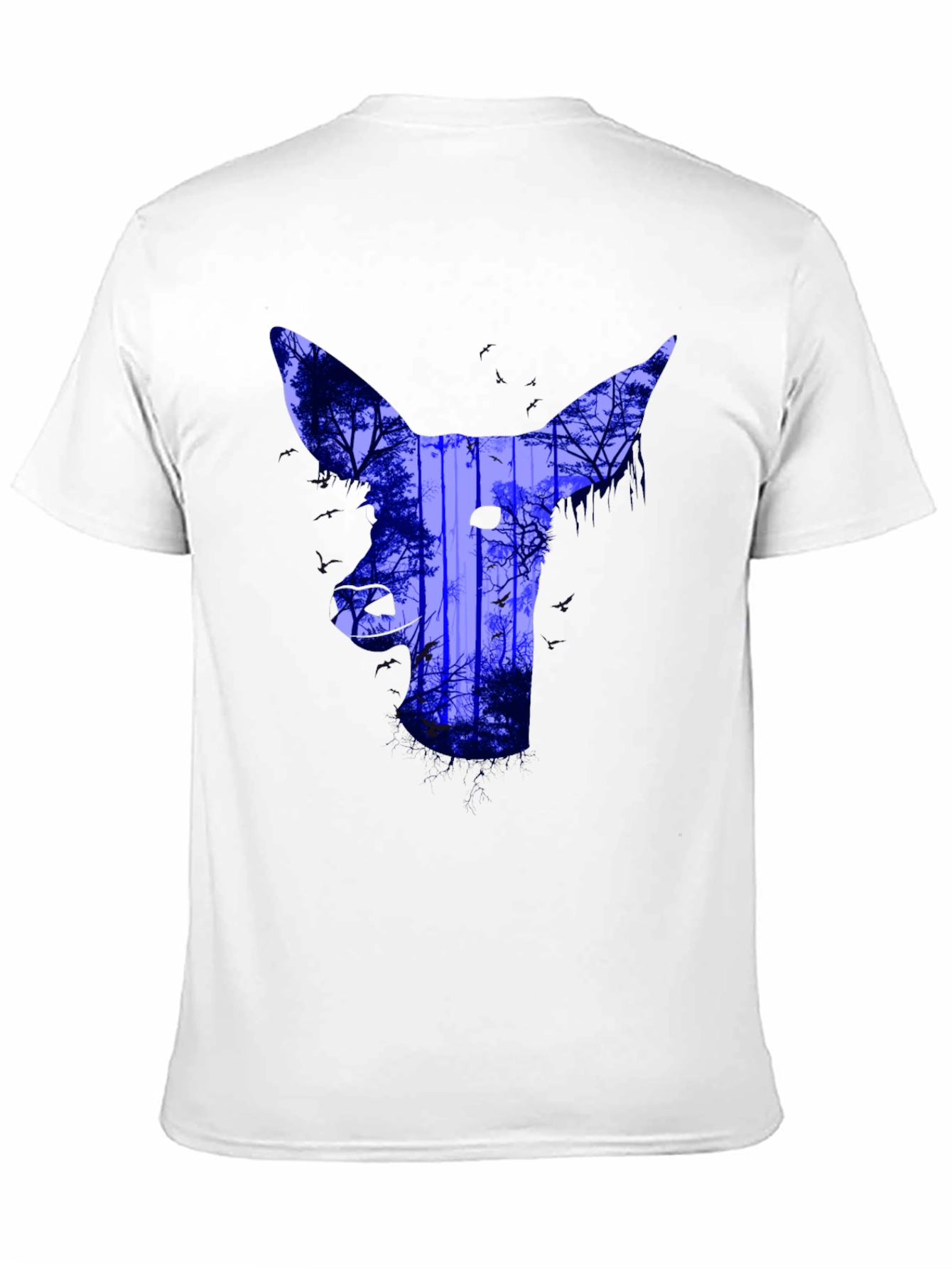 Abstract Deer Forest Print T-Shirt - Black