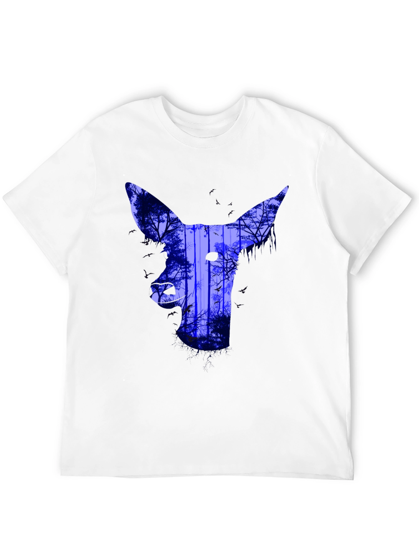 Abstract Deer Forest Print T-Shirt - Black