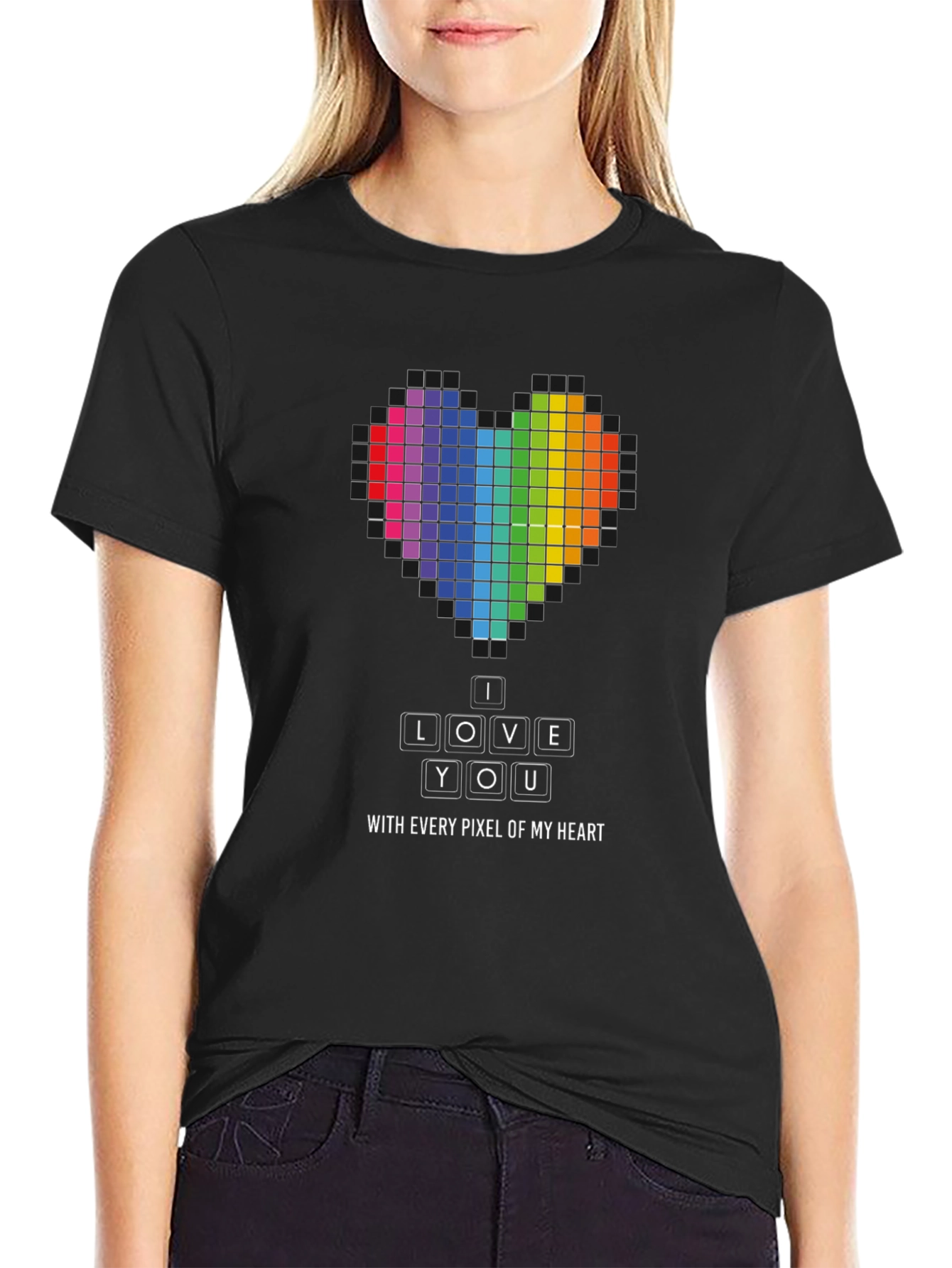 Pixel Heart I Love You Graphic T-Shirt