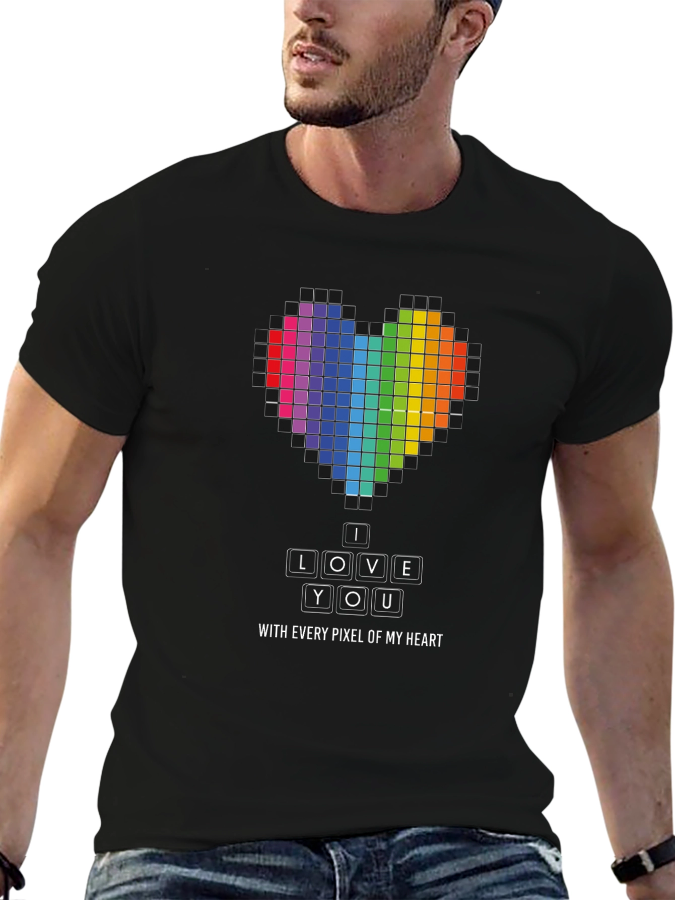 Pixel Heart I Love You Graphic T-Shirt