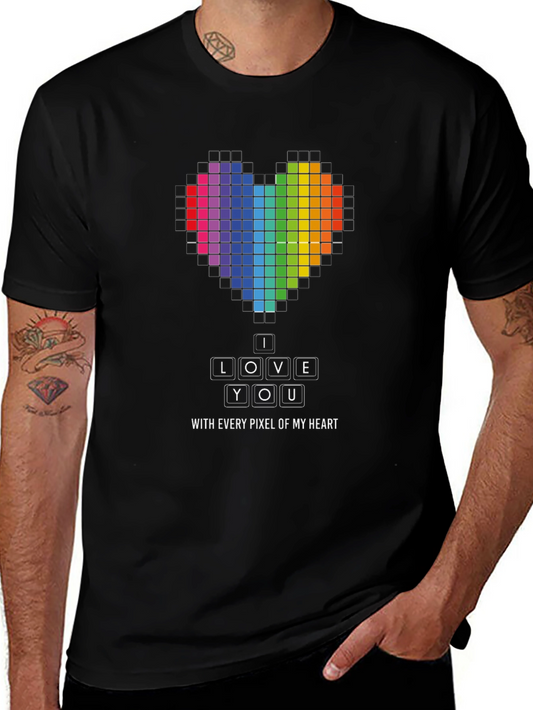 Pixel Heart I Love You Graphic T-Shirt