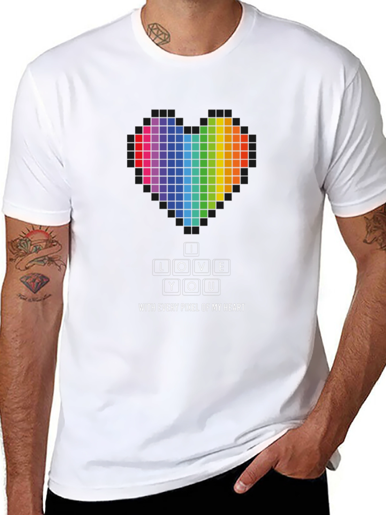 Pixel Heart I Love You Graphic T-Shirt