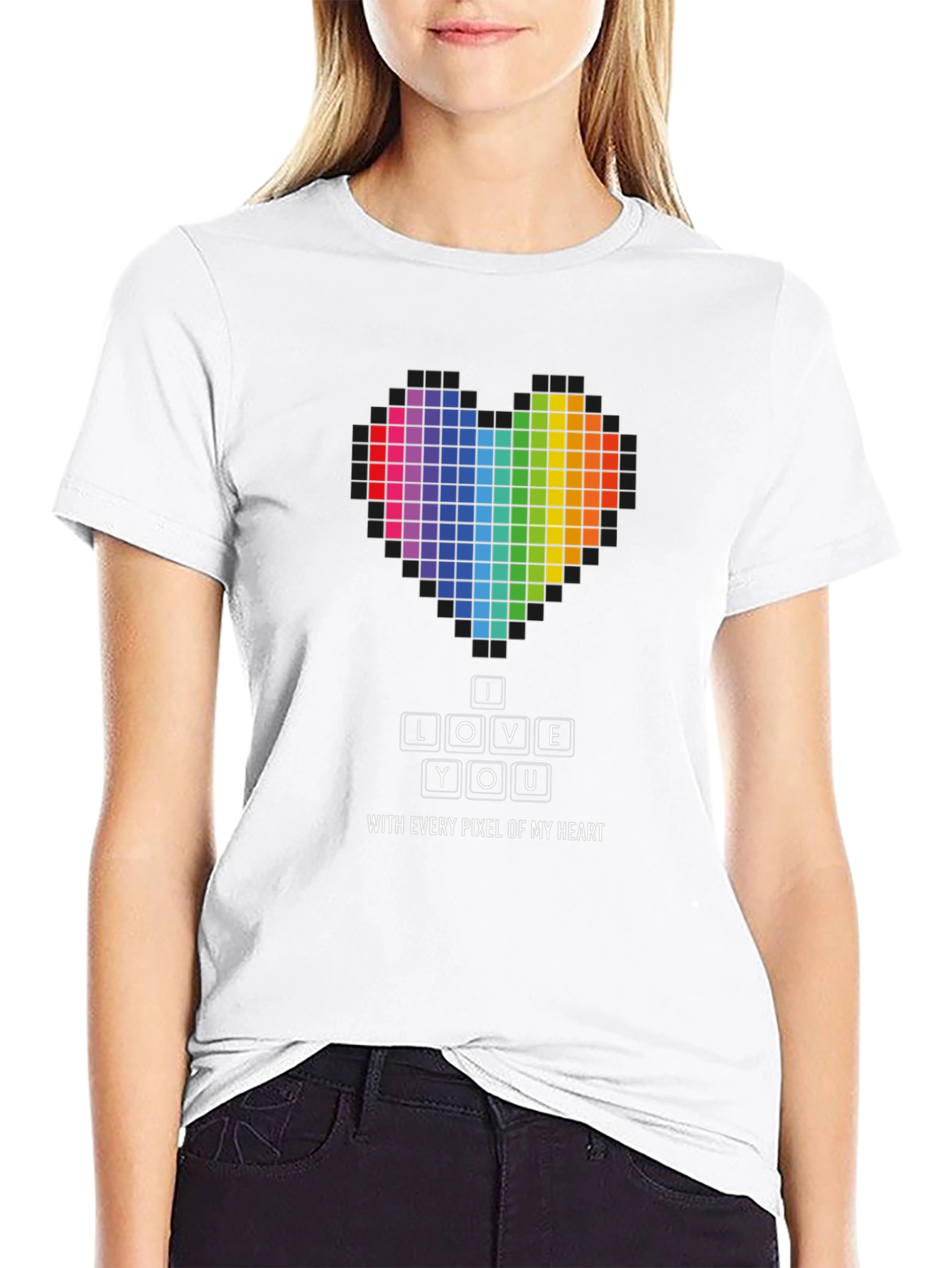 Pixel Heart I Love You Graphic T-Shirt