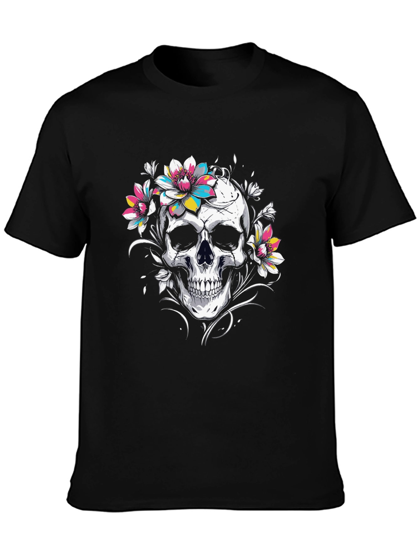 Floral Skull Graphic Tee - Stylish Comfort