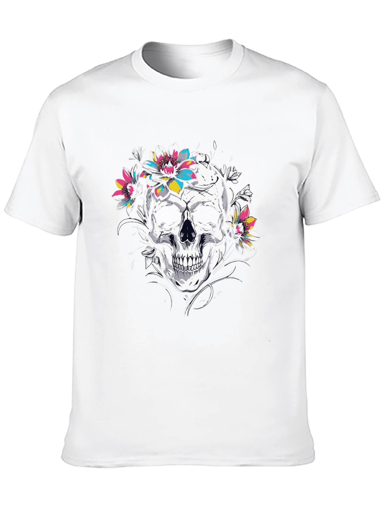 Floral Skull Graphic Tee - Stylish Comfort