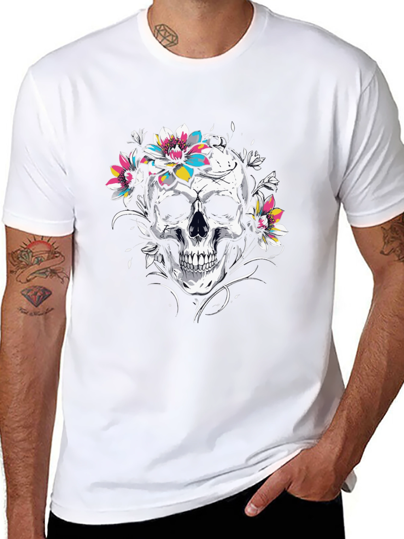 Floral Skull Graphic Tee - Stylish Comfort