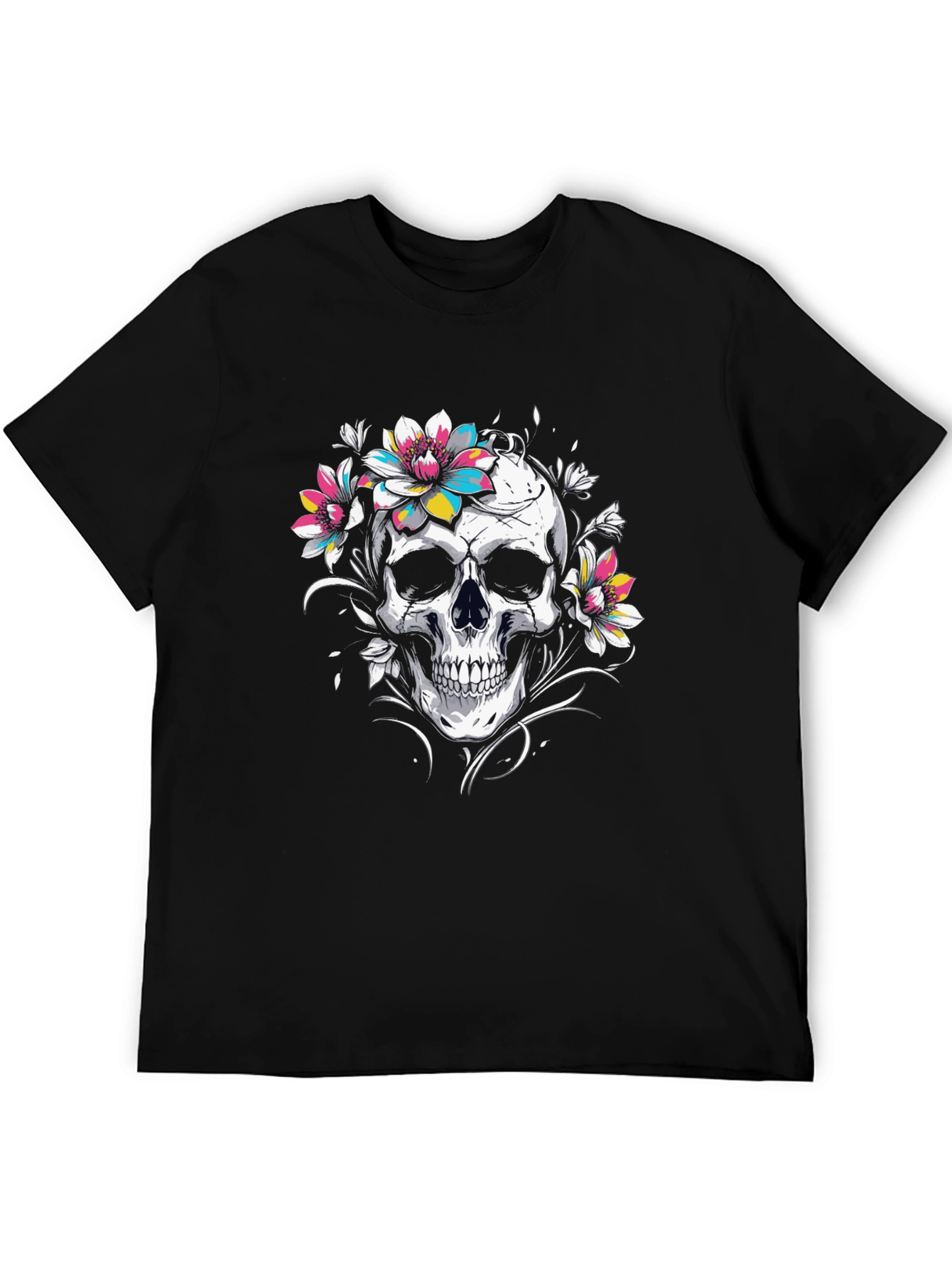 Floral Skull Graphic Tee - Stylish Comfort