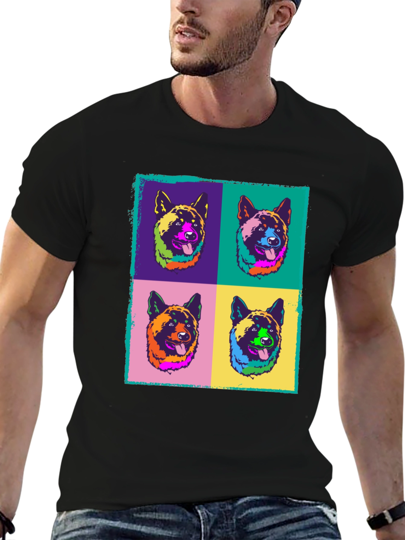 Pop Art Dog Graphic Tee - Stylish Unisex T-Shirt