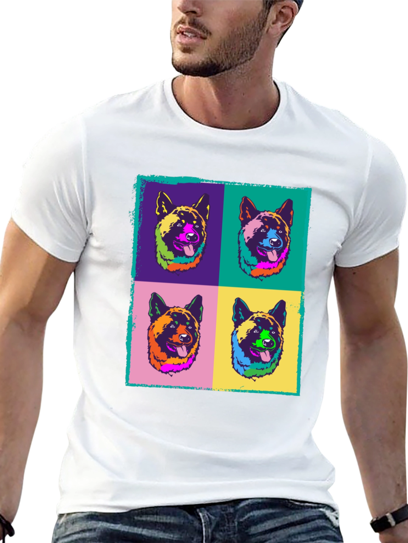 Pop Art Dog Graphic Tee - Stylish Unisex T-Shirt