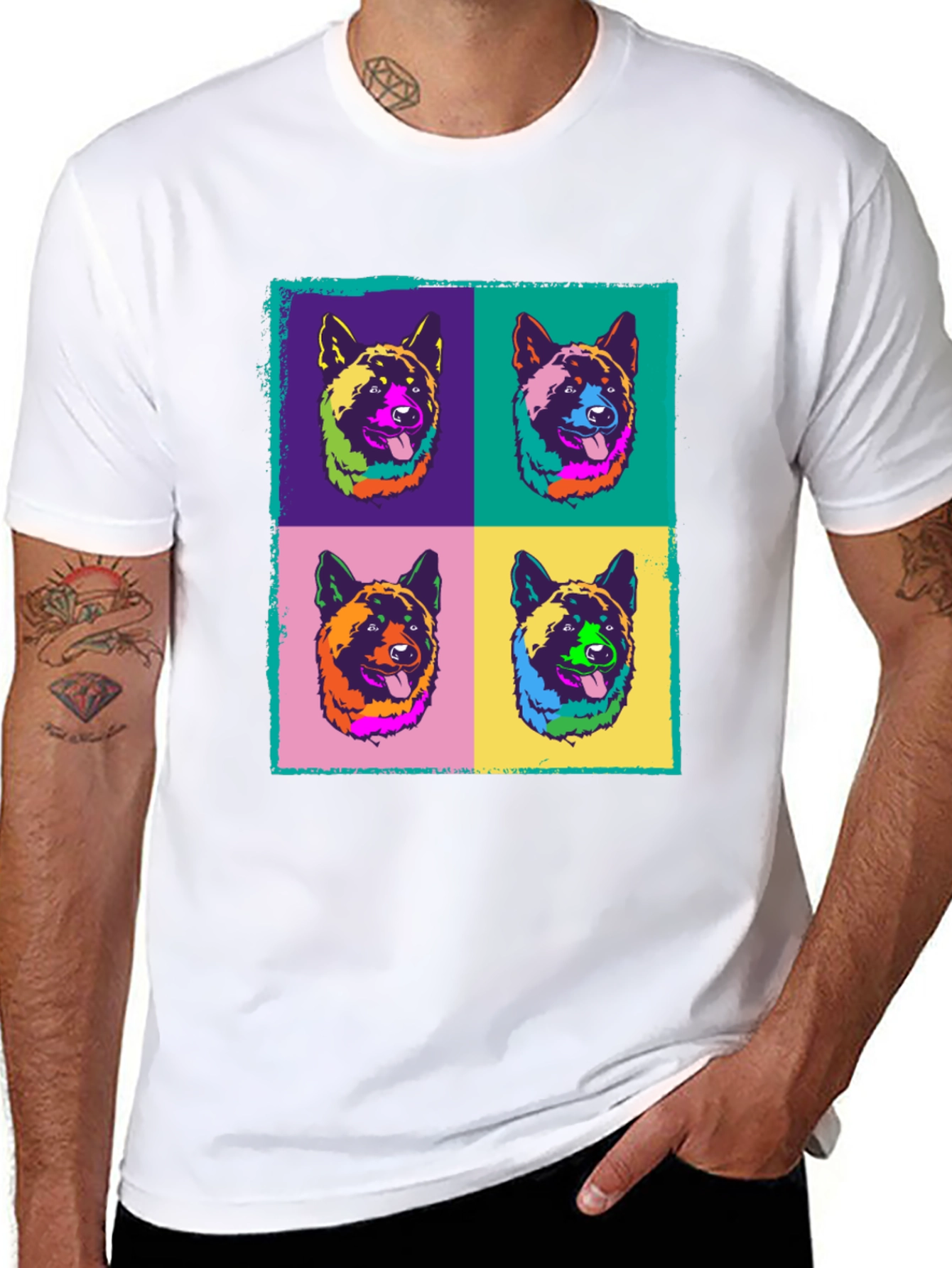 Pop Art Dog Graphic Tee - Stylish Unisex T-Shirt